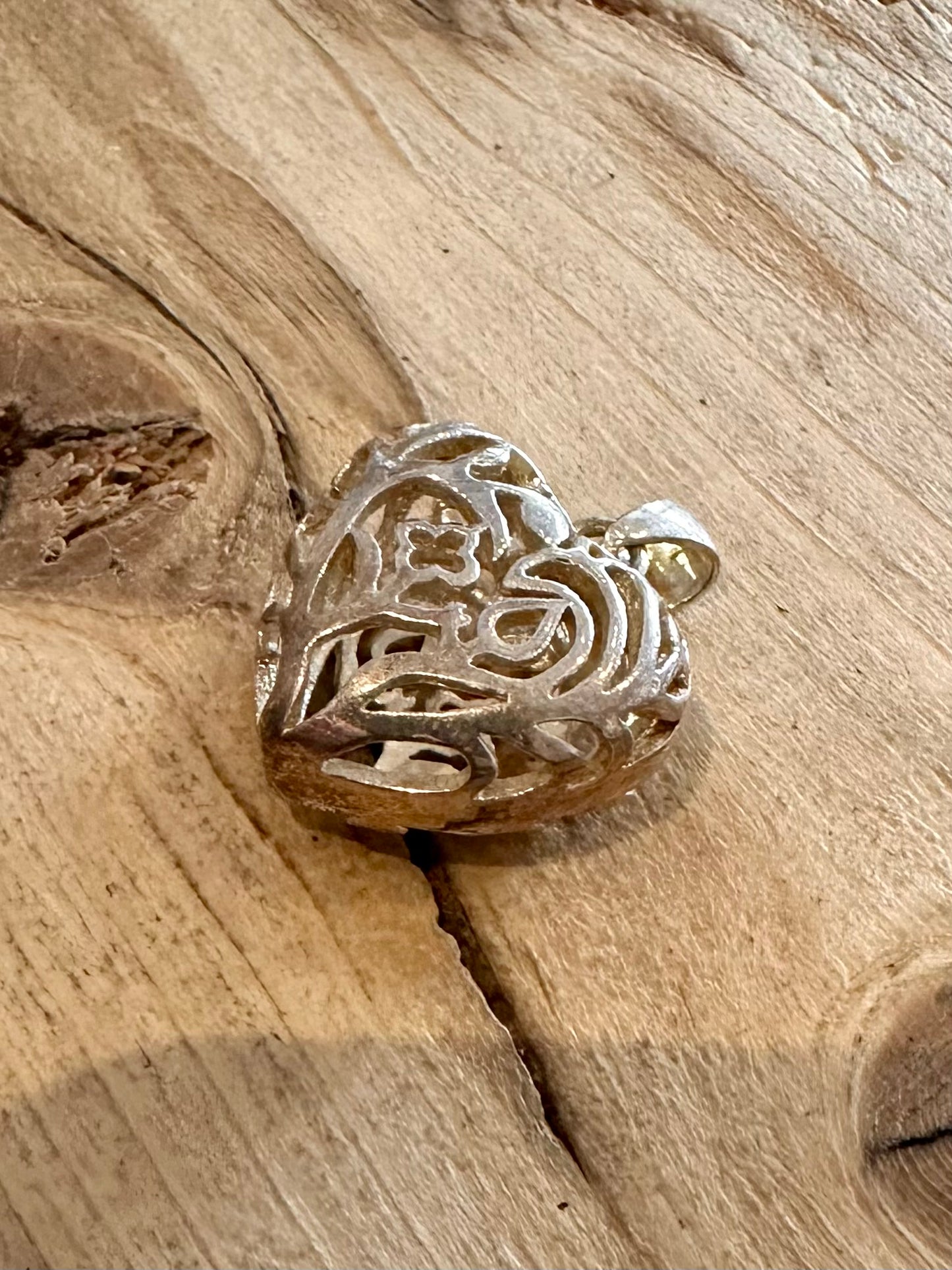 Vintage Filigree Heart 925 Silver Pendant