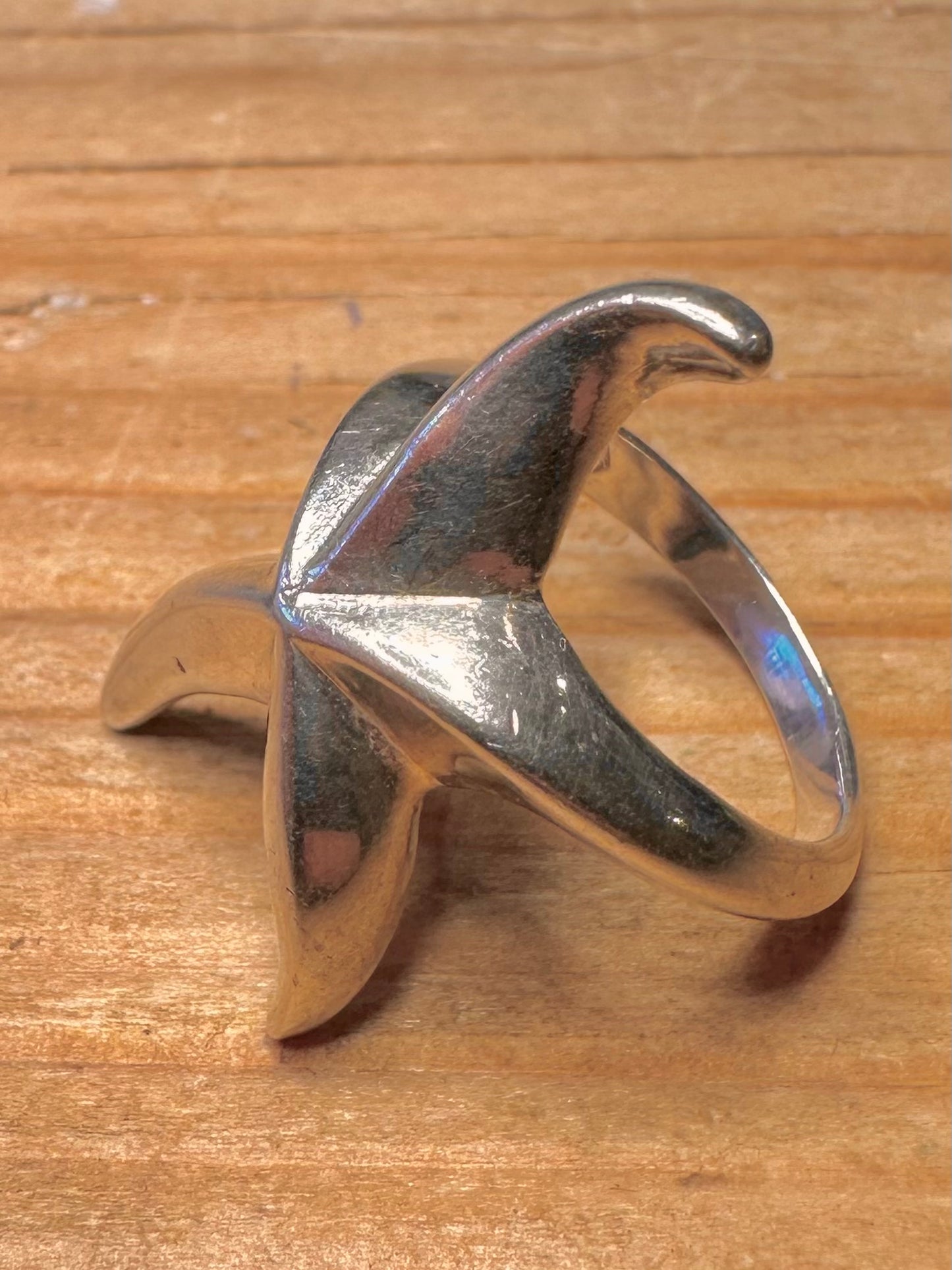Abstract Chunky Starfish 925 Sterling Silver Size O1/2 Ring