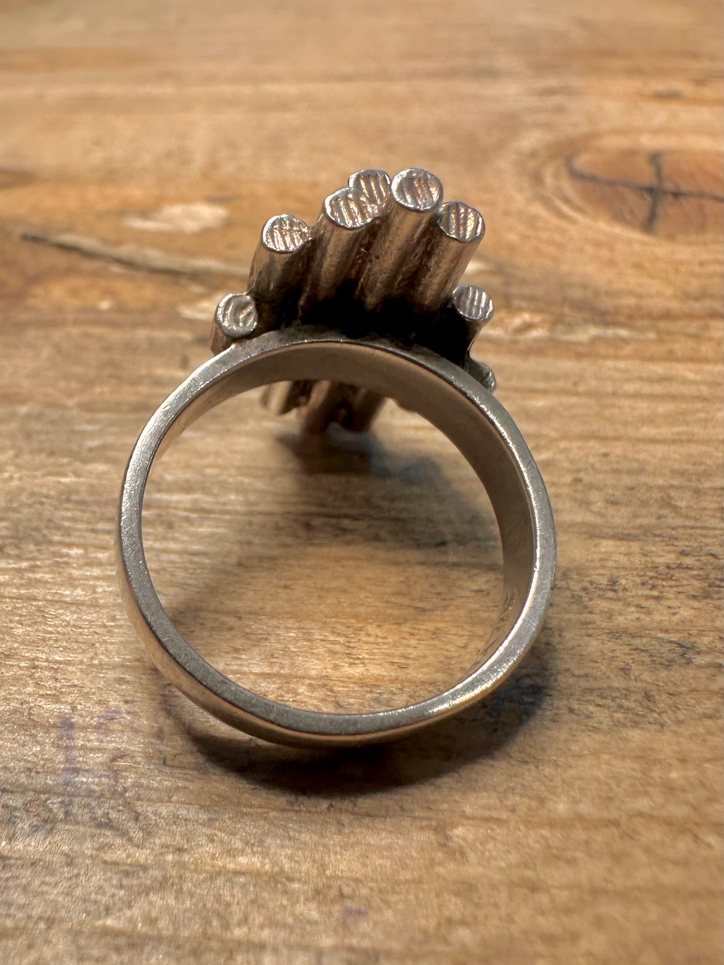 Abstract Brutalist Pillars 925 Silver Size Size M Ring