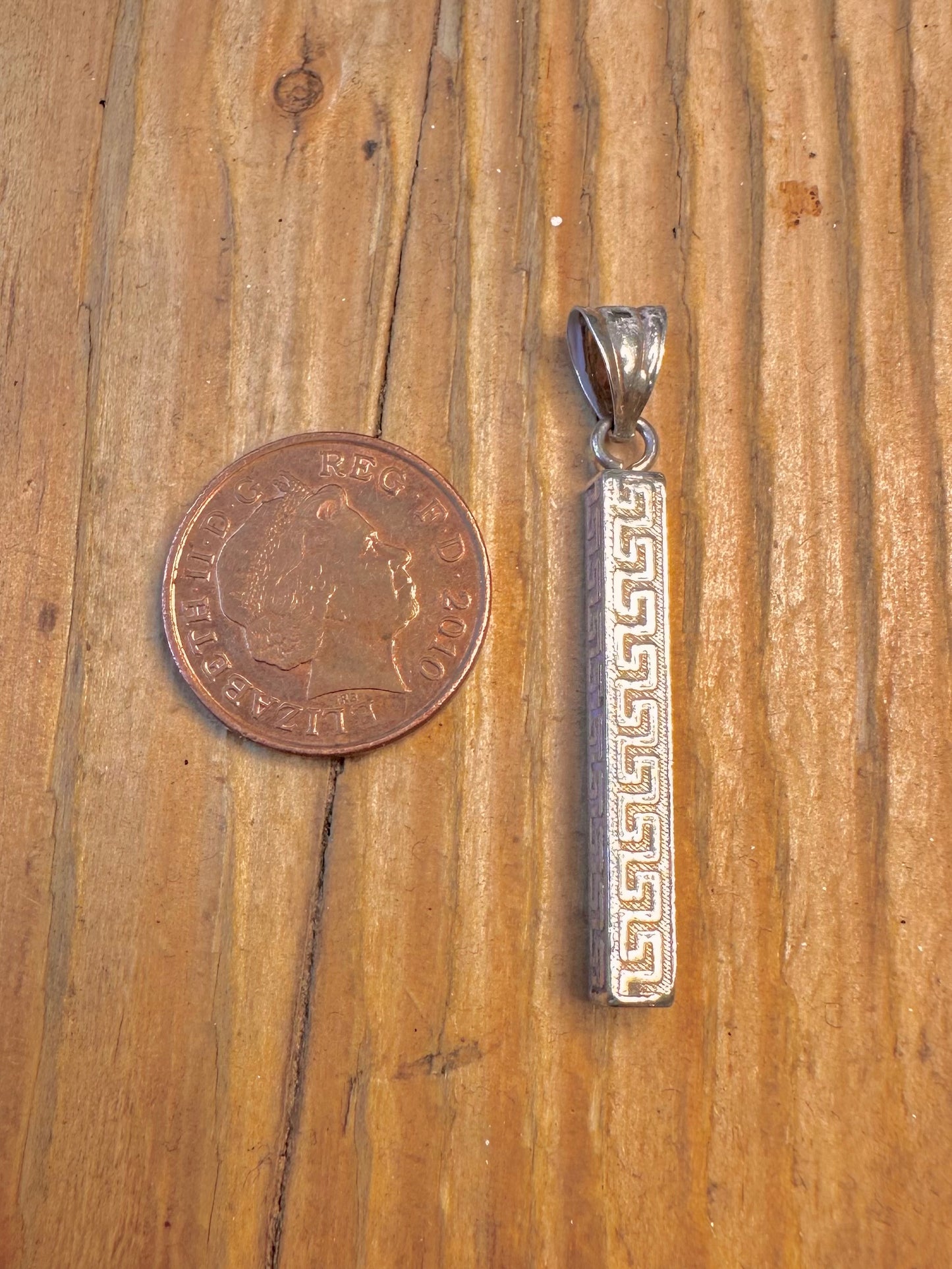 Greek Key Bar 925 Sterling Silver Pendant