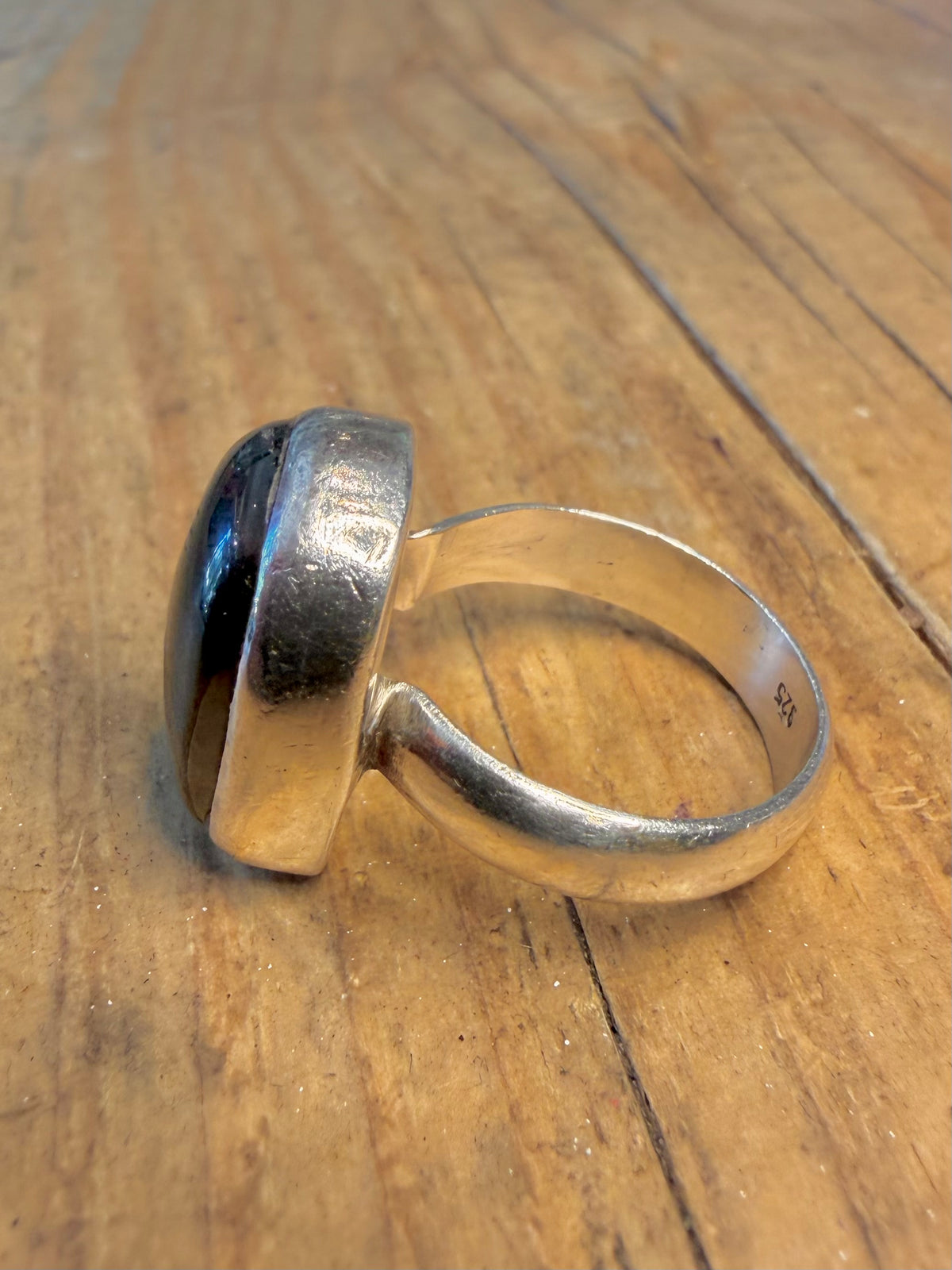 Blue Tigers Eye Stone 925 Sterling Silver Size O Ring
