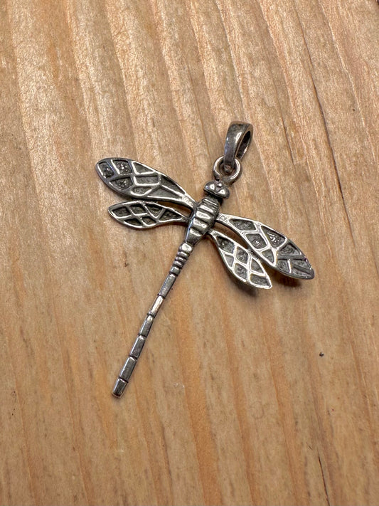 Vintage Dragonfly 925 Sterling Silver Pendant