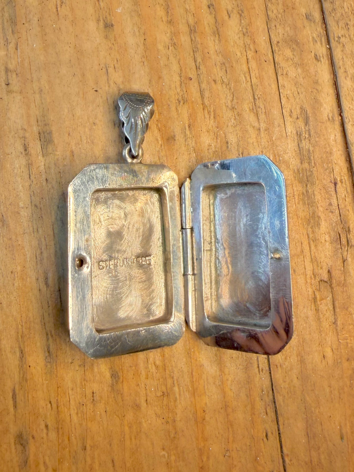 Large Rectangle 1978 Floral Engraved Hallmarked Locket 925 Sterling Silver Pendant