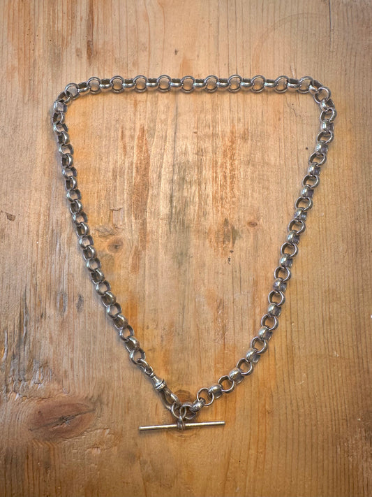 Chunky 1927 Belcher Chain Dog Clip T Bar 925 Sterling Silver 18.5 inch Necklace