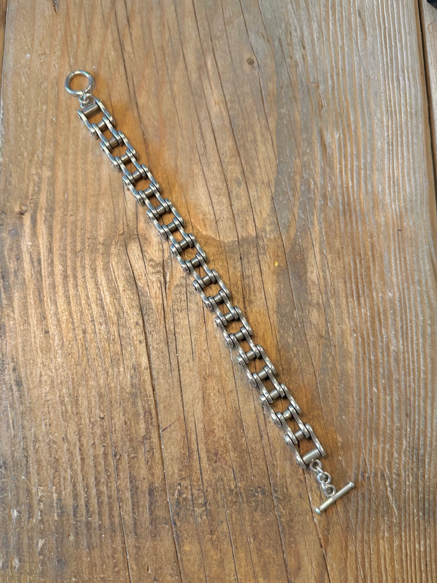 Motorcycle Chunky Chain T Bar 925 Sterling Silver 9 inch Bracelet