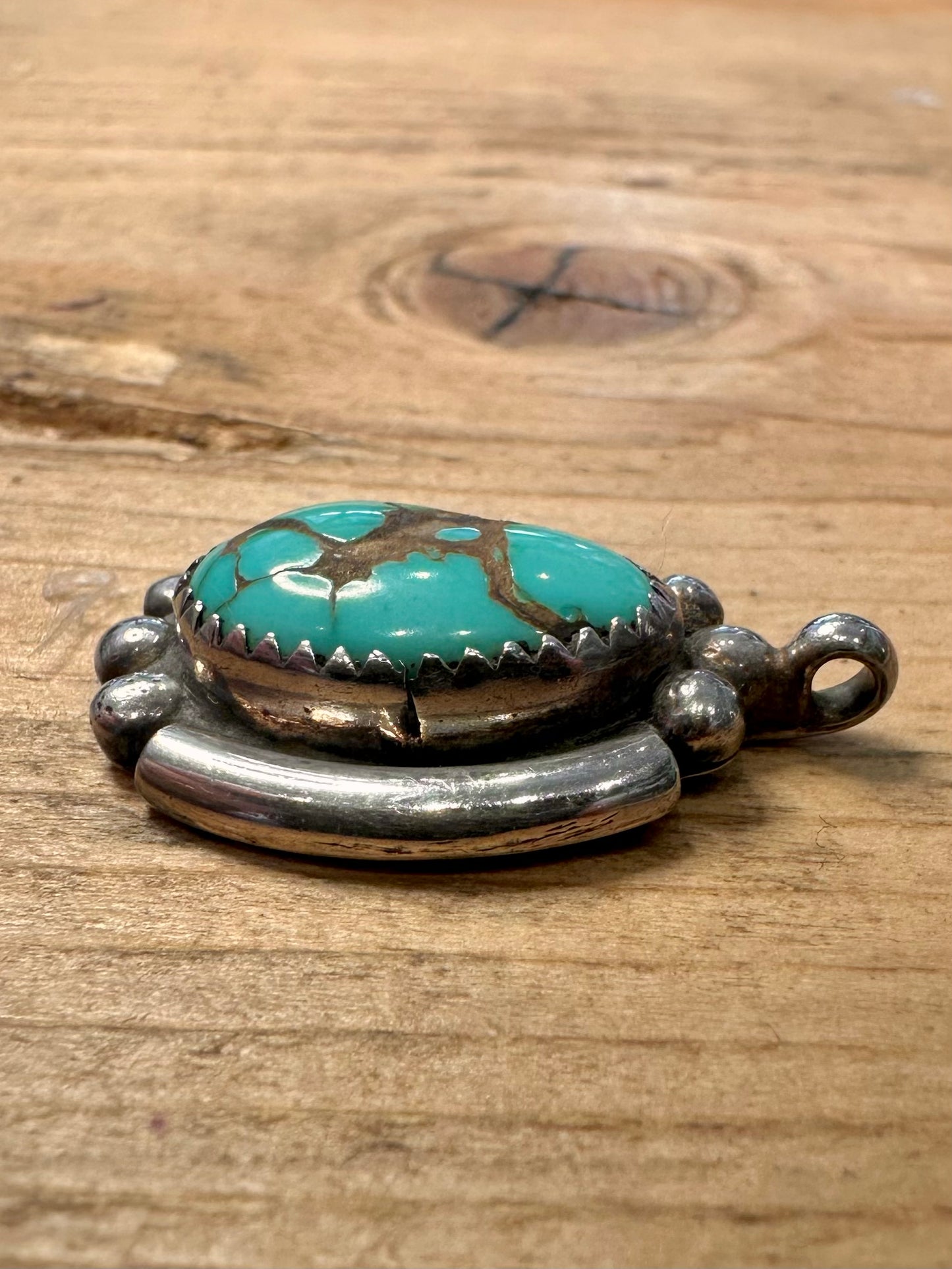 Vintage Native American Turquoise Maker CG 925 Silver Pendant