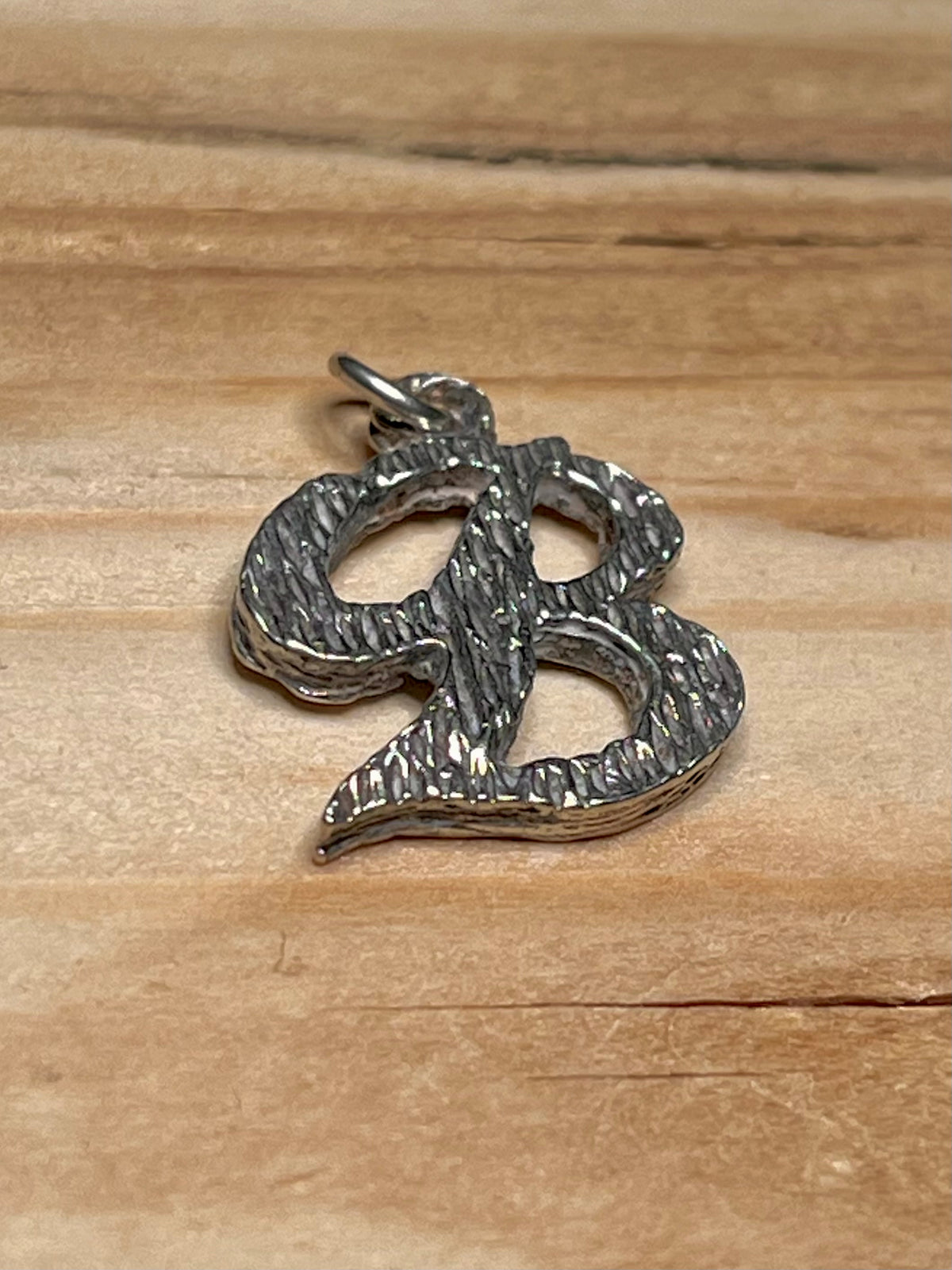 Textured Italic B 925 Sterling Silver Pendant