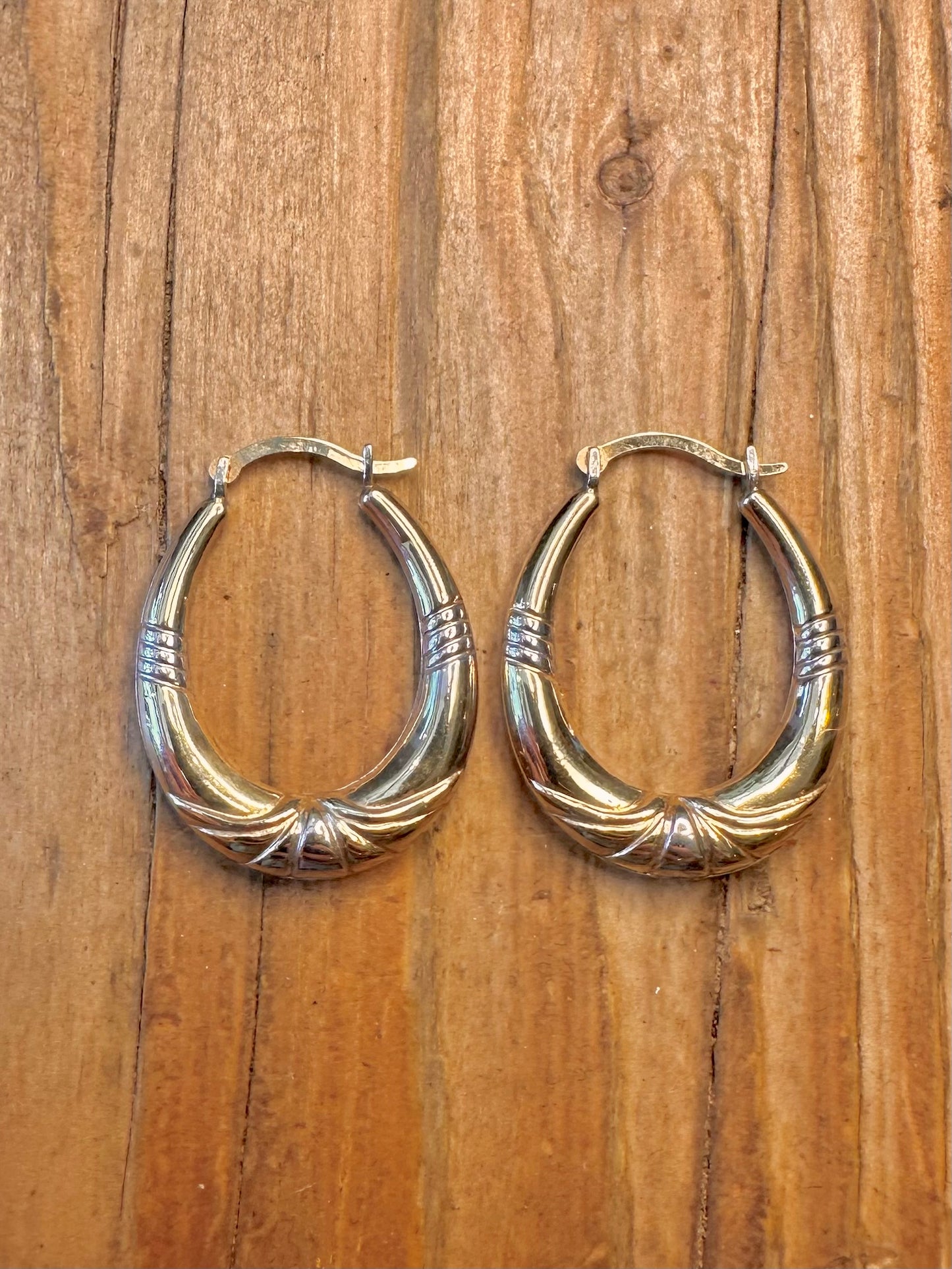 9ct Gold Bonded 925 Sterling Silver Hoops Earrings