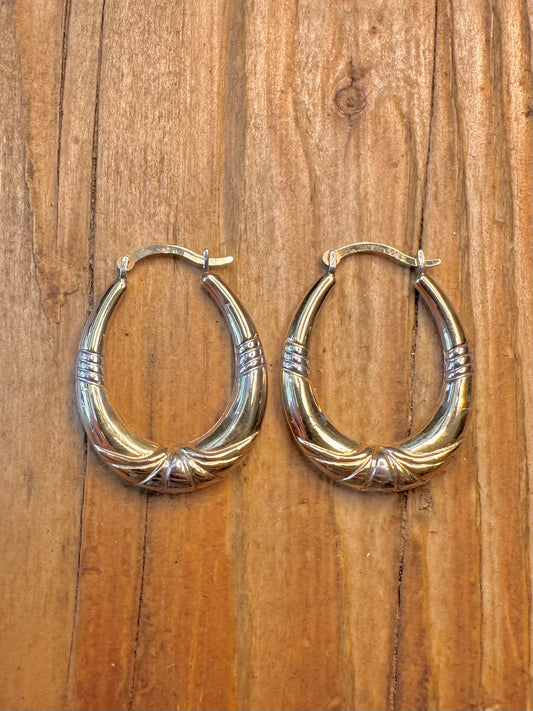 9ct Gold Bonded 925 Sterling Silver Hoops Earrings