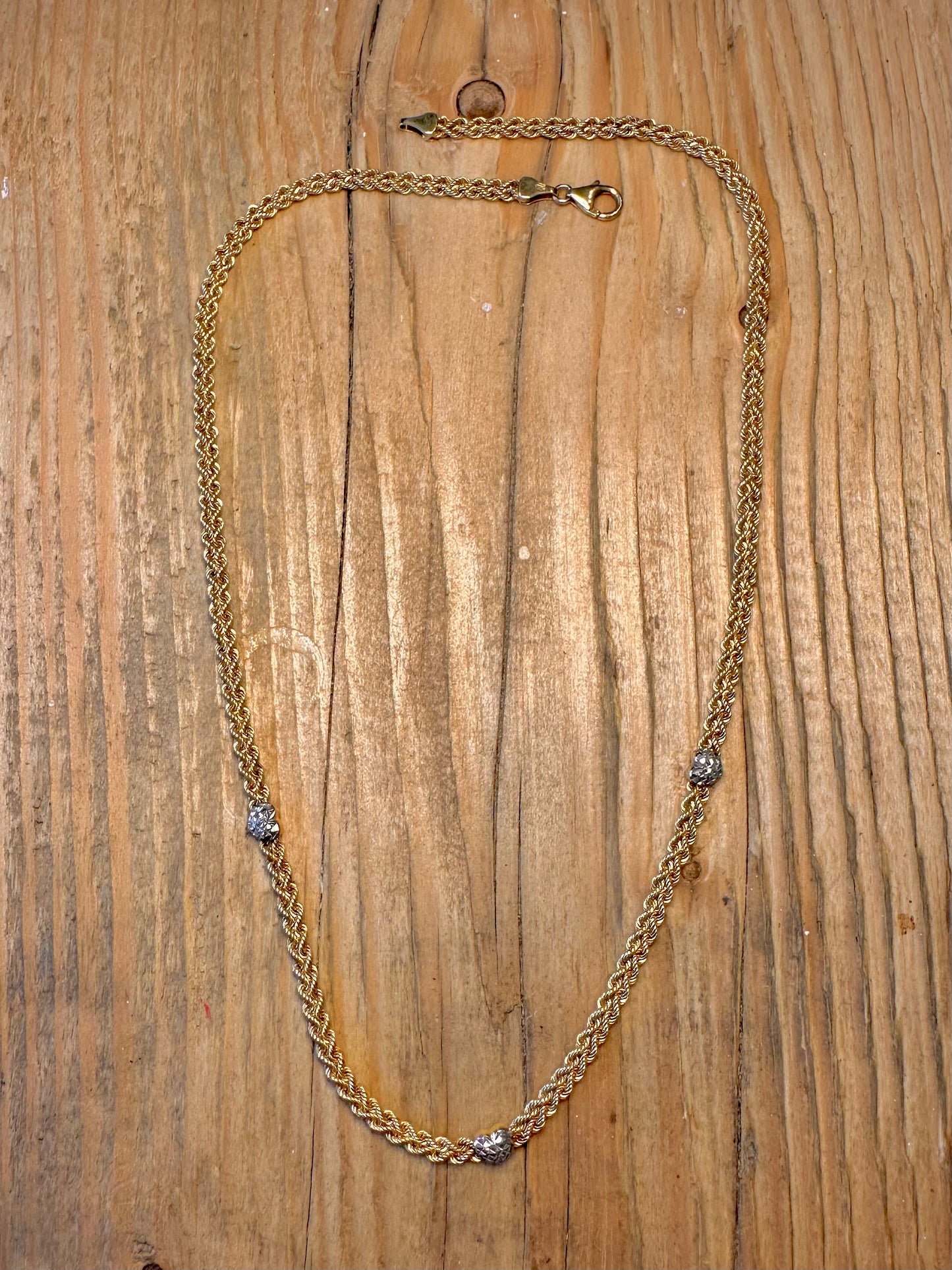 Double Rope Chain 9ct Gold Bonded 925 Sterling Silver 19 inch Necklace