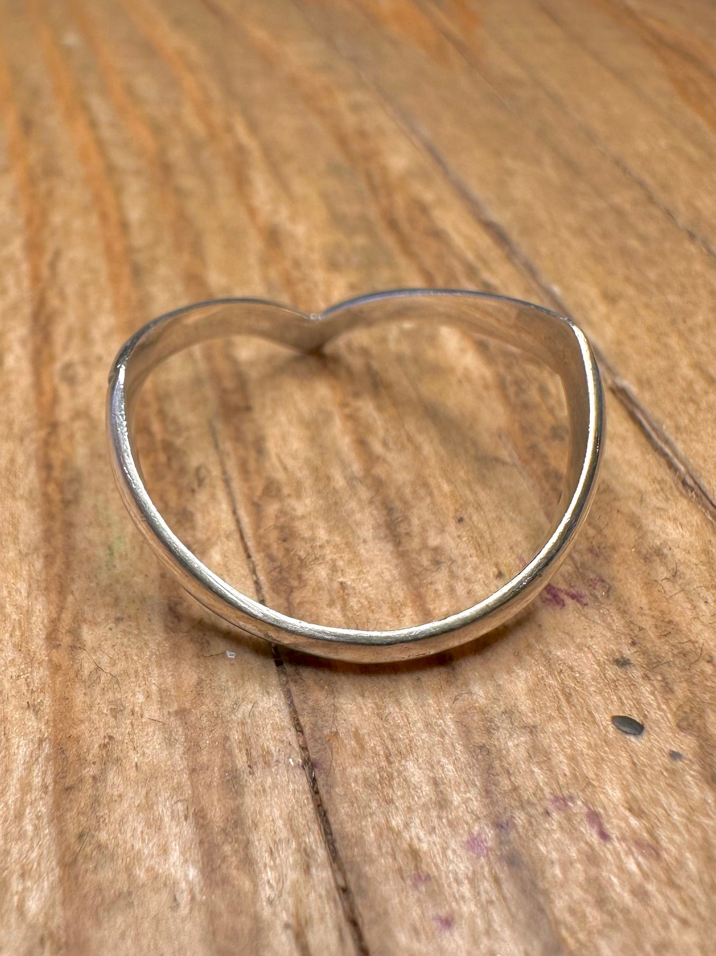 Vintage Engraved Wishbone 925 Sterling Silver Size Q Ring