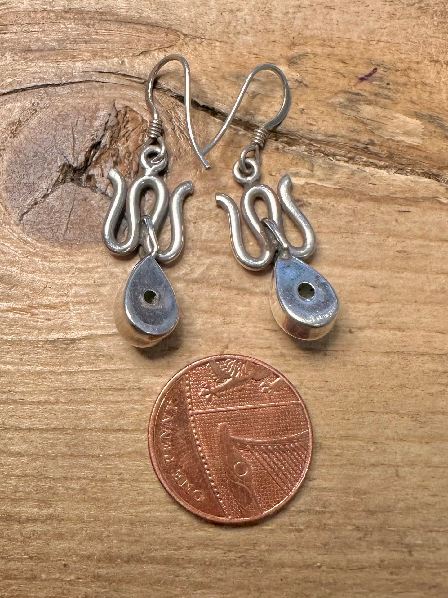 Abstract Green Stone 925 Silver Earrings