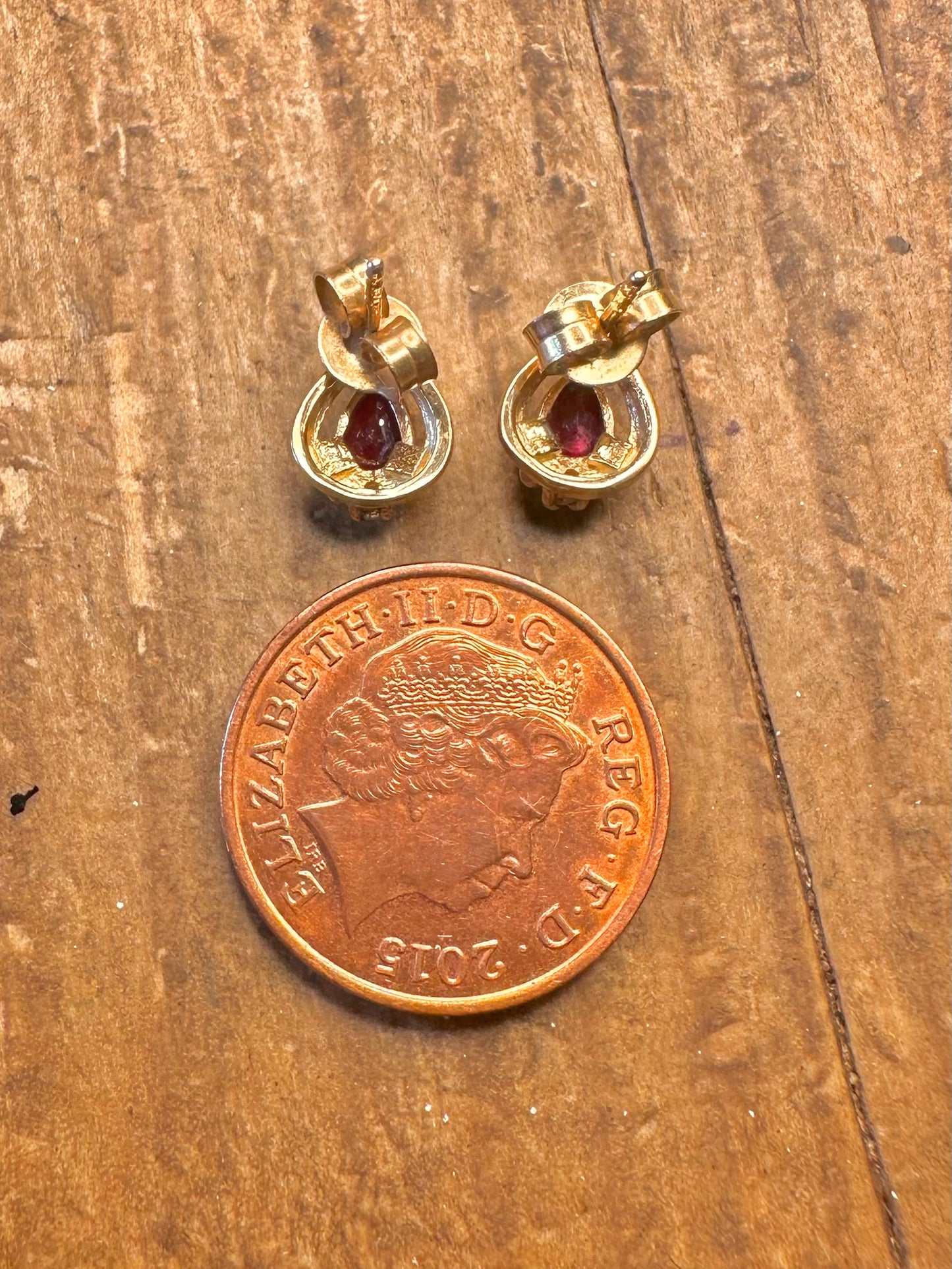 10K Gold Ruby and Diamonds Stud Earrings
