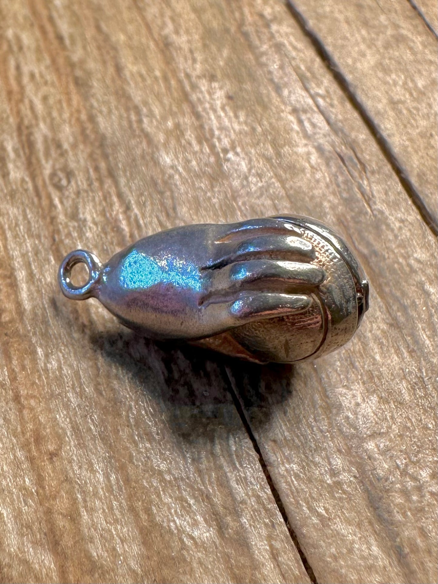 Vintage Hand Holding Ball with Racket inside 925 Sterling Silver Charm Pendant