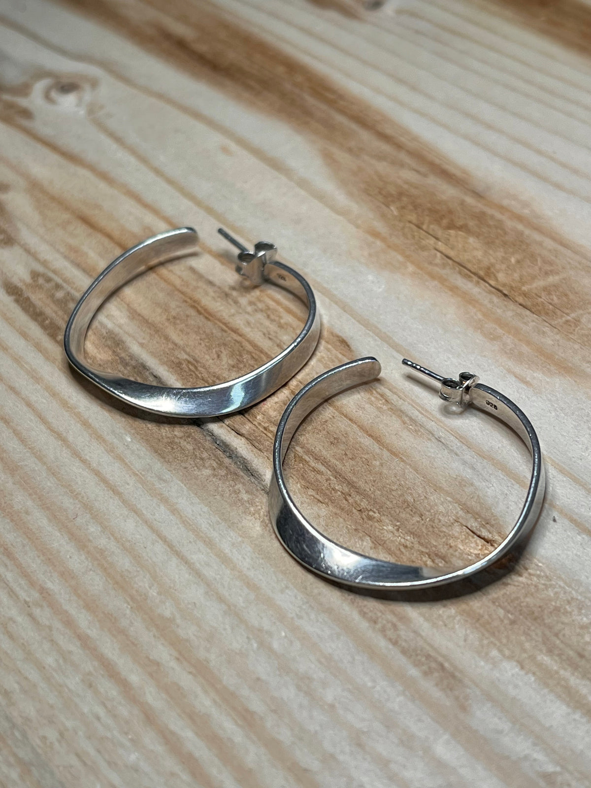 Thick Twisted Hoop 925 Sterling Silver Earrings