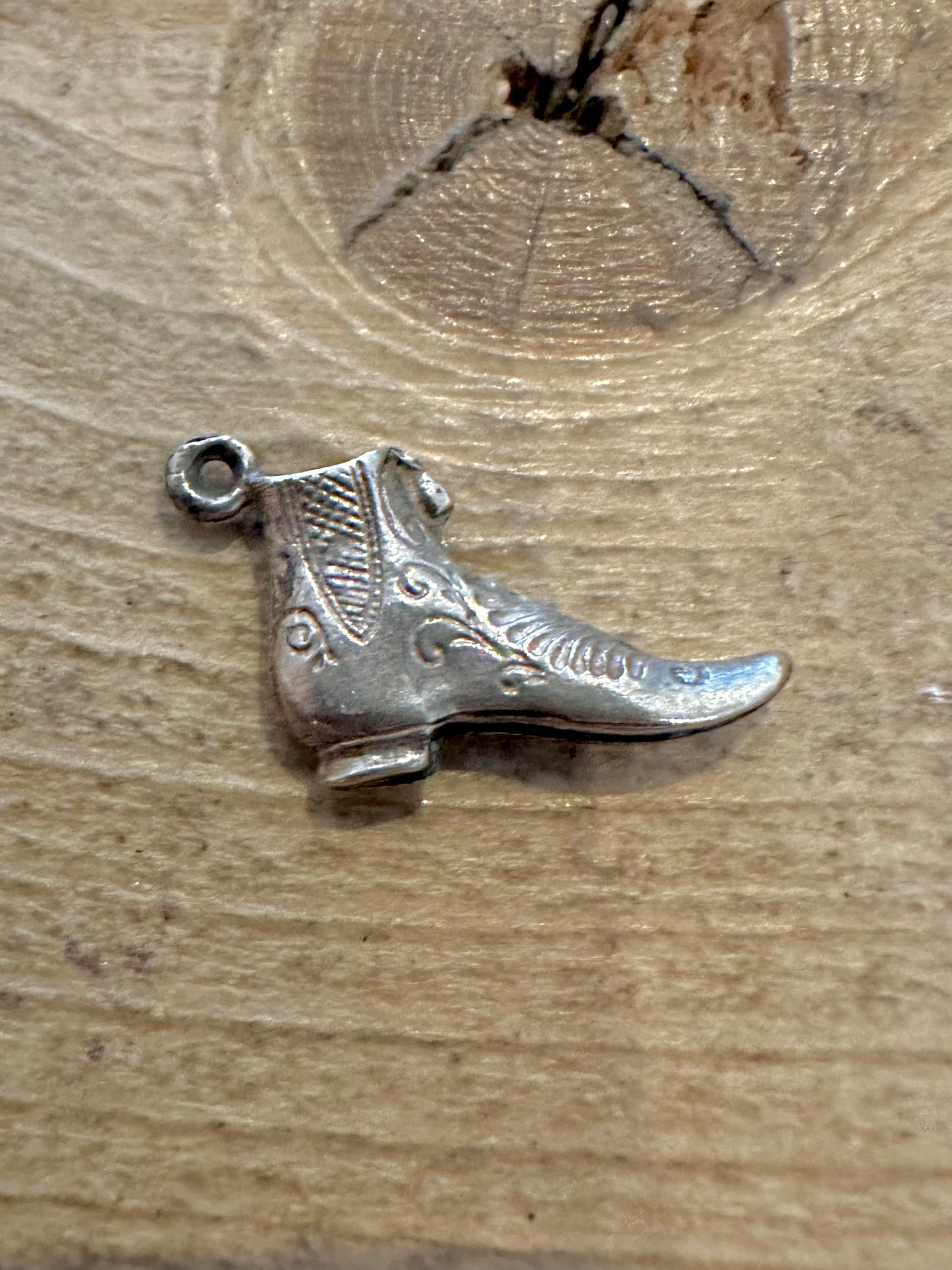 Vintage Engraved Boot 925 Silver Charm Pendant