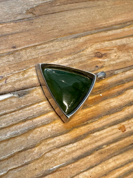 Jade Triangle 925 Sterling Silver Pendant