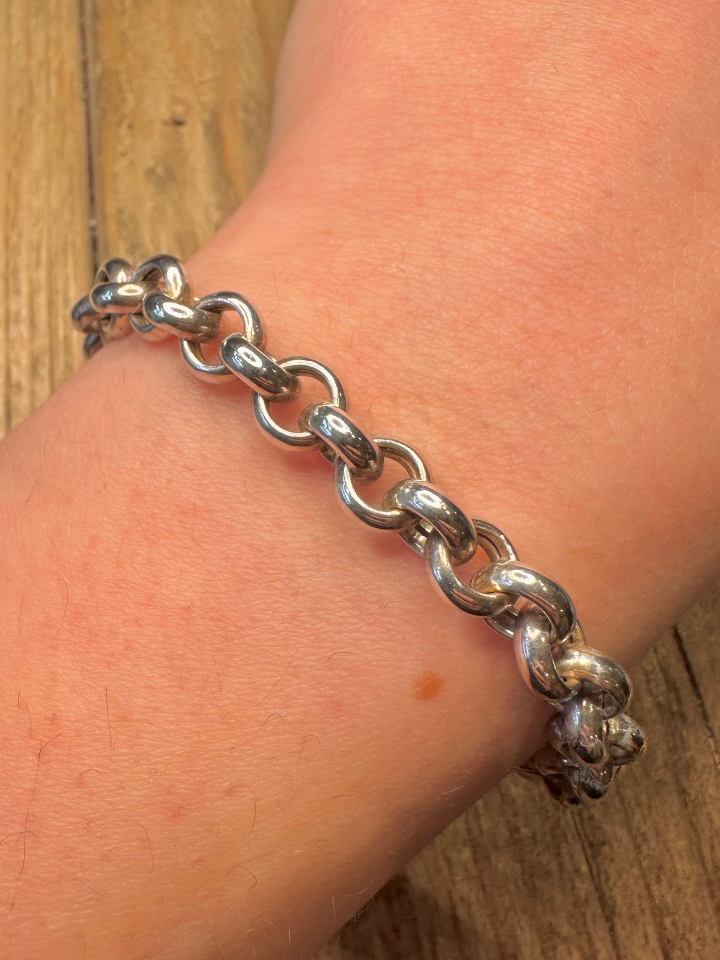 Vintage Massive Belcher-Armband aus 925er Sterlingsilber, 19,8 cm