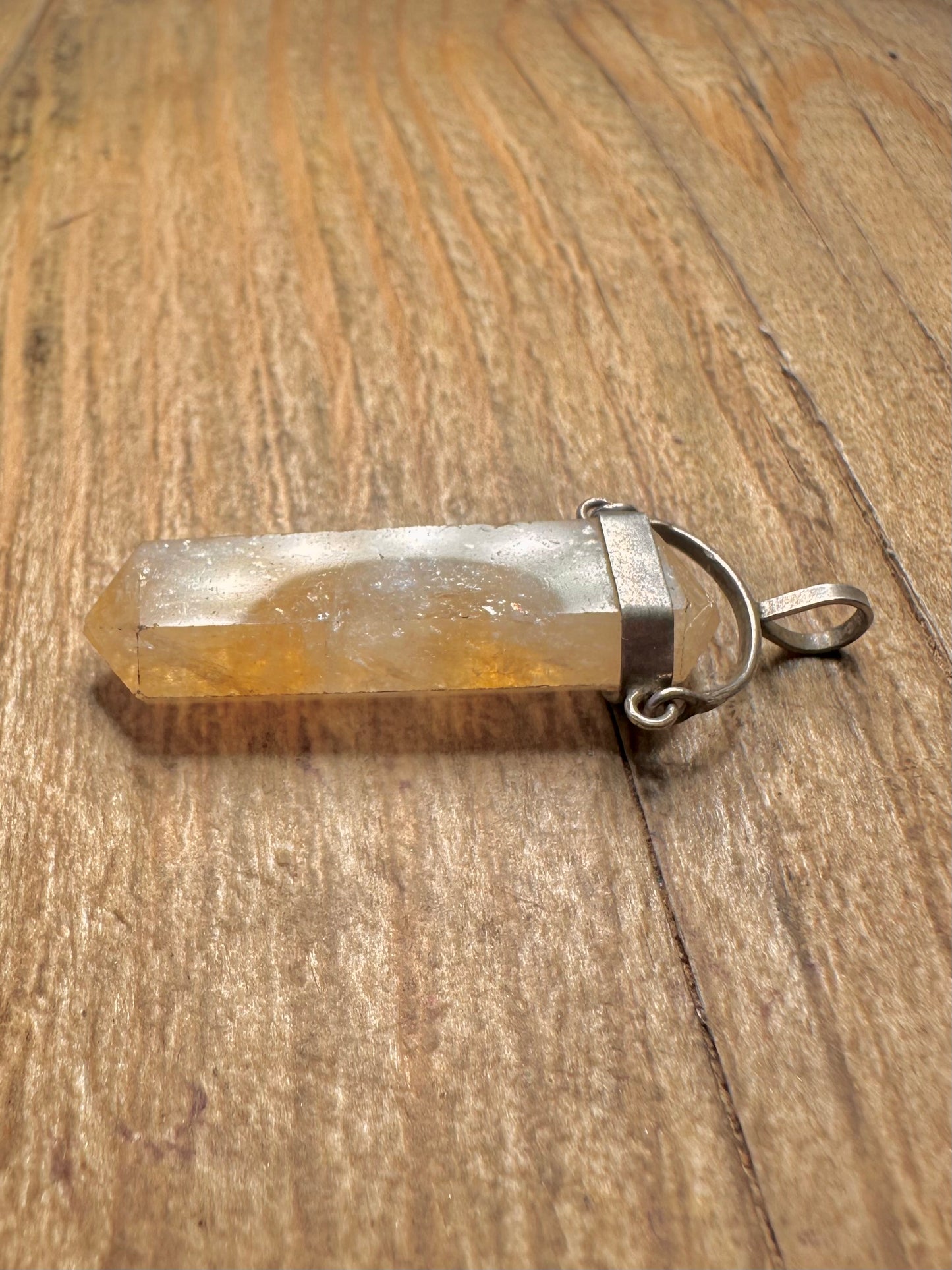 Vintage Citrine Point 925 Sterling Silver Pendant