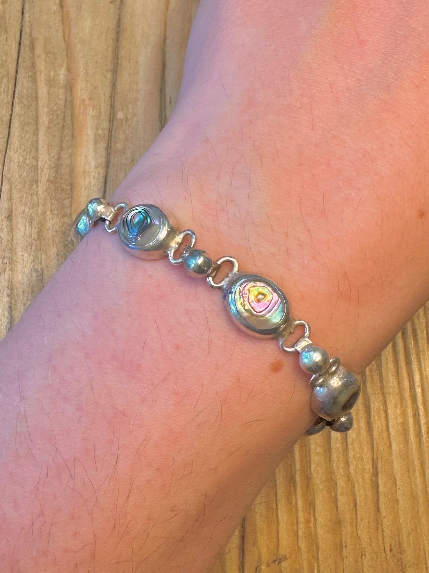 Abalone Oval Link Mexico 925 Sterling Silver 7.5 inch Bracelet