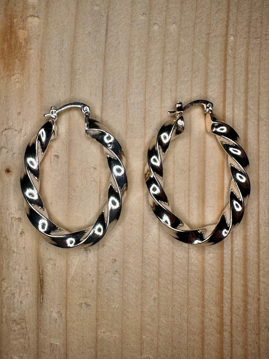 Chunky Twisted Hoop 925 Sterling Silver Earrings
