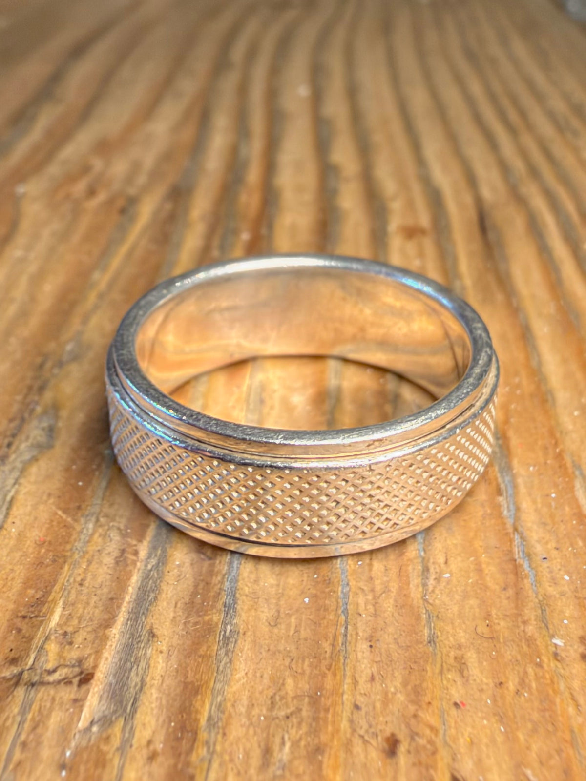 Textured Band Spinner 925 Sterling Silver Size V Ring