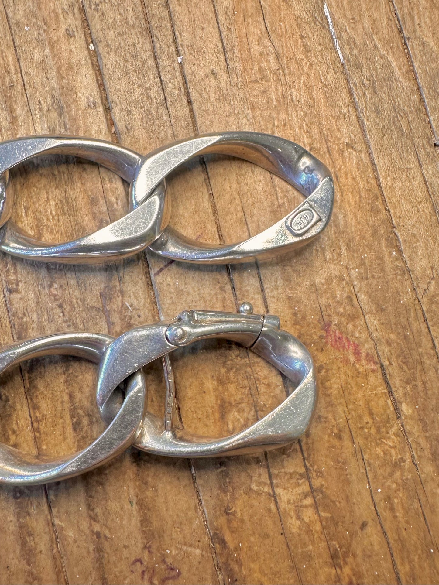 Chunky Chain 1960’s Friedrich Binder German 835 Silver 8 inch Bracelet