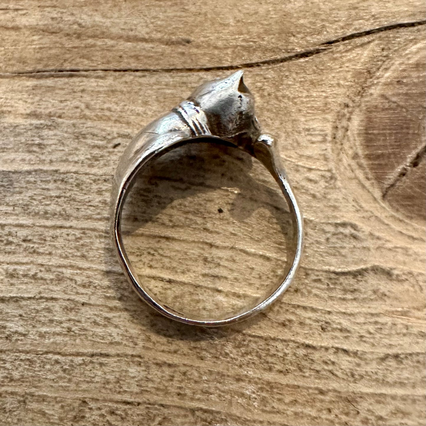 Vintage Cat 925 Silver Size N Ring