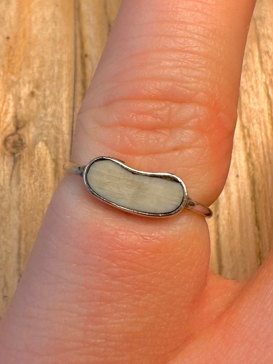 Vintage Cream Bar 925 Sterling Silver Size I Ring