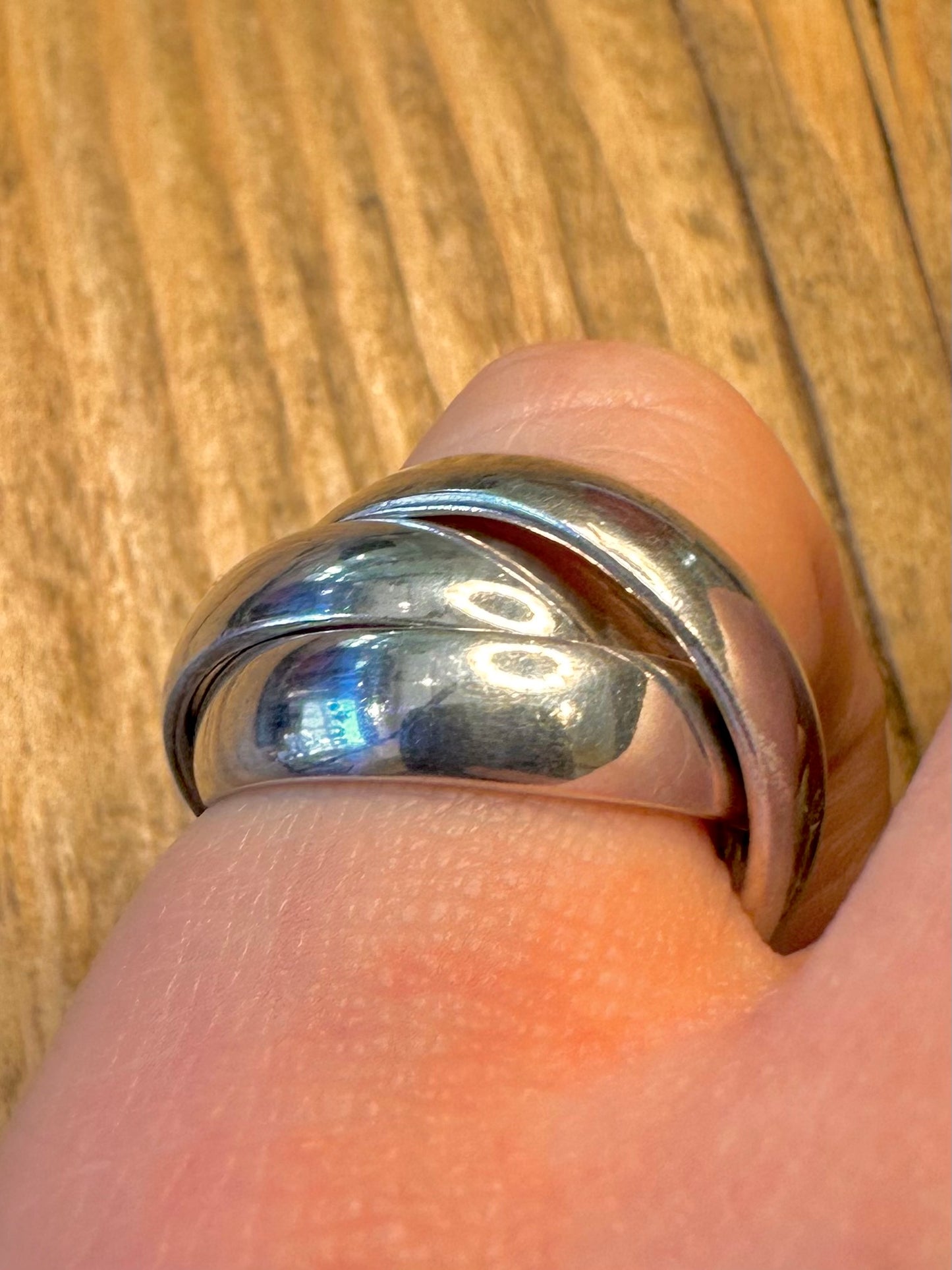 Moderner 2015er Dreifach-Band 925er Sterling Silber Ring Größe L