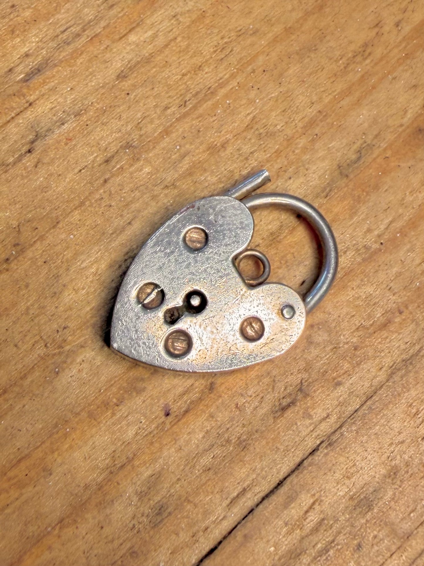 Heart Padlock 1977 Maker RCS Hallmarked 925 Sterling Silver Pendant
