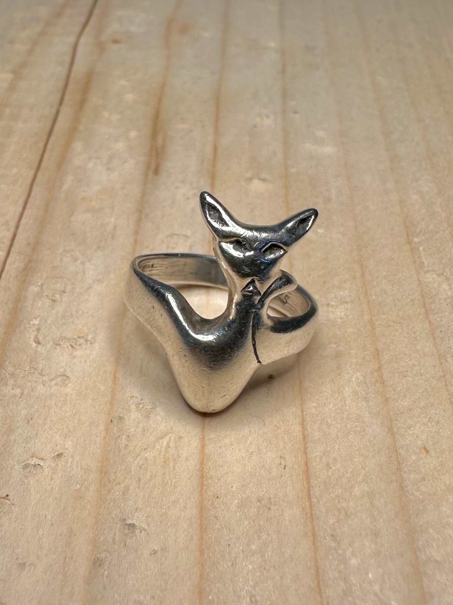 Abstract Cat 925 Sterling Silver Size G Ring