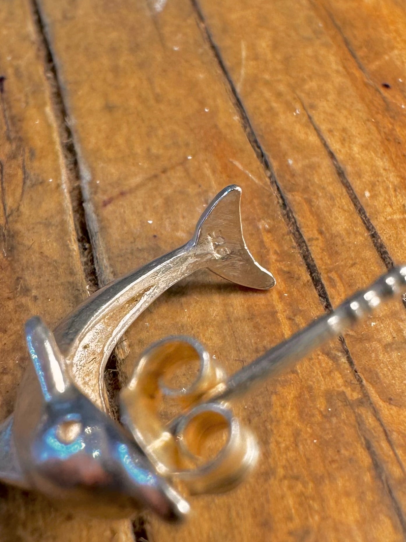 Dolphin Curved Studs 925 Sterling Silver Earrings
