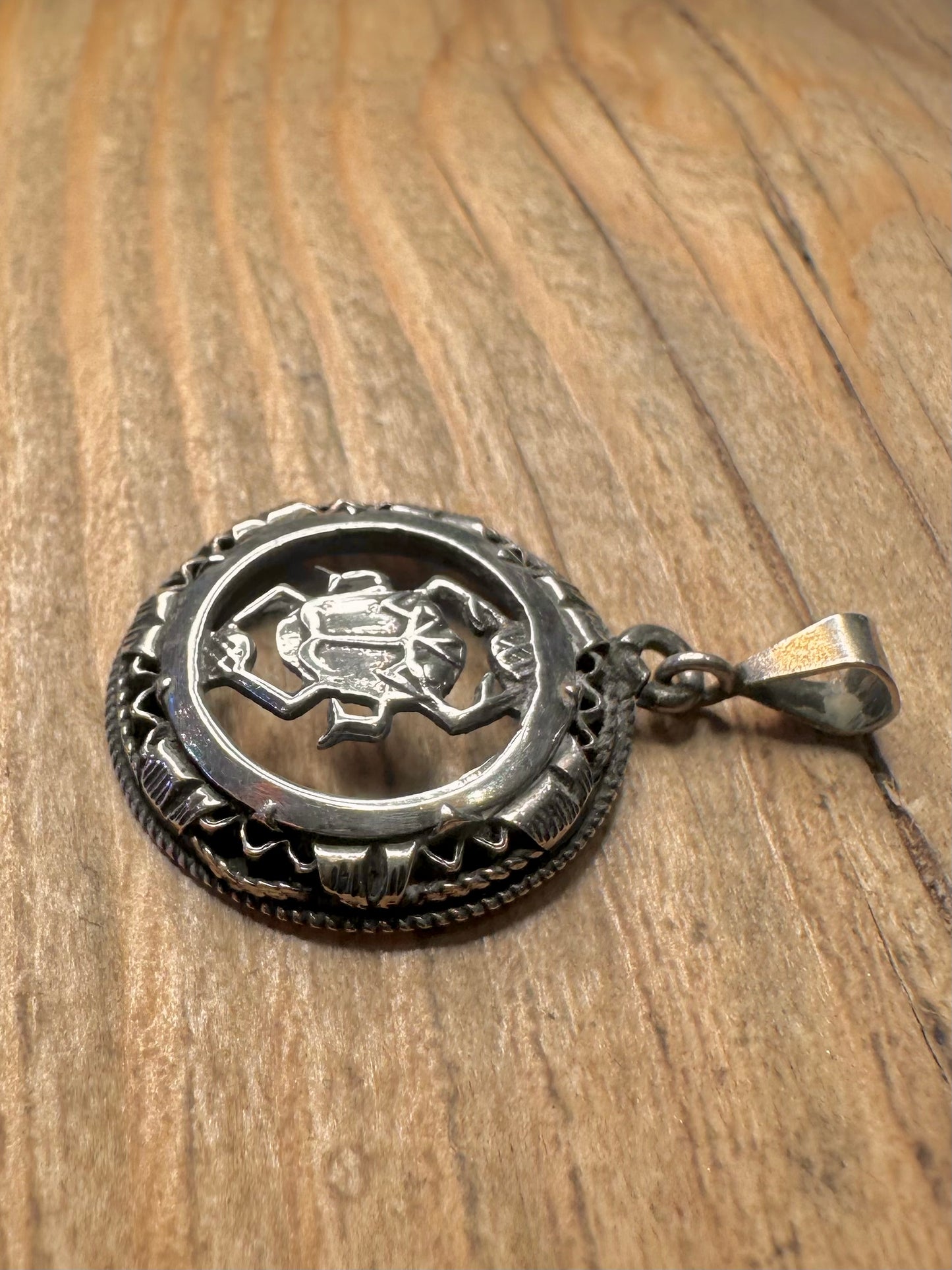 Vintage Egyptian Scarab 925 Sterling Silver Pendant