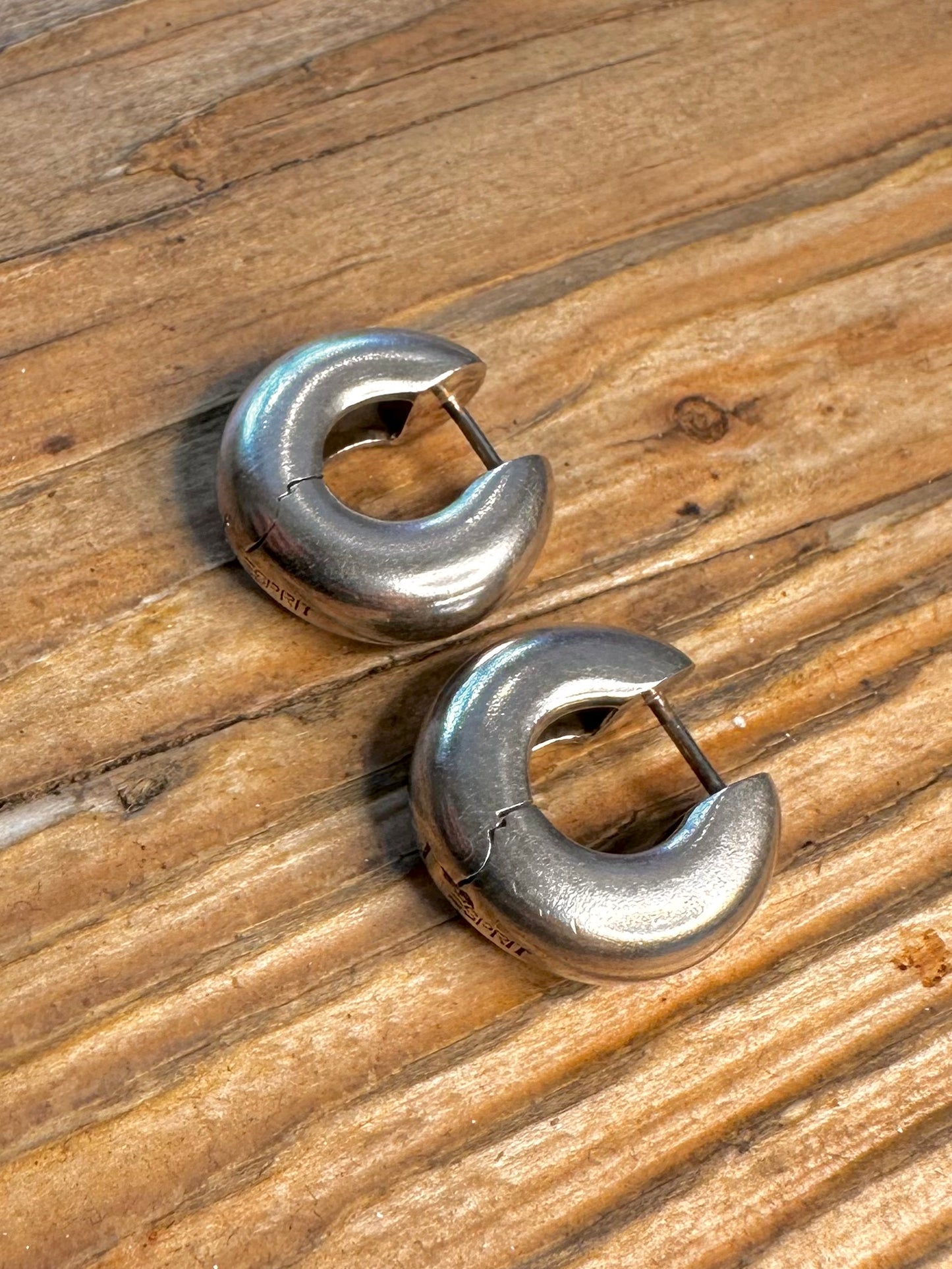 Chunky Maker Esprit Huggie Hoop 925 Sterling Silver Earrings
