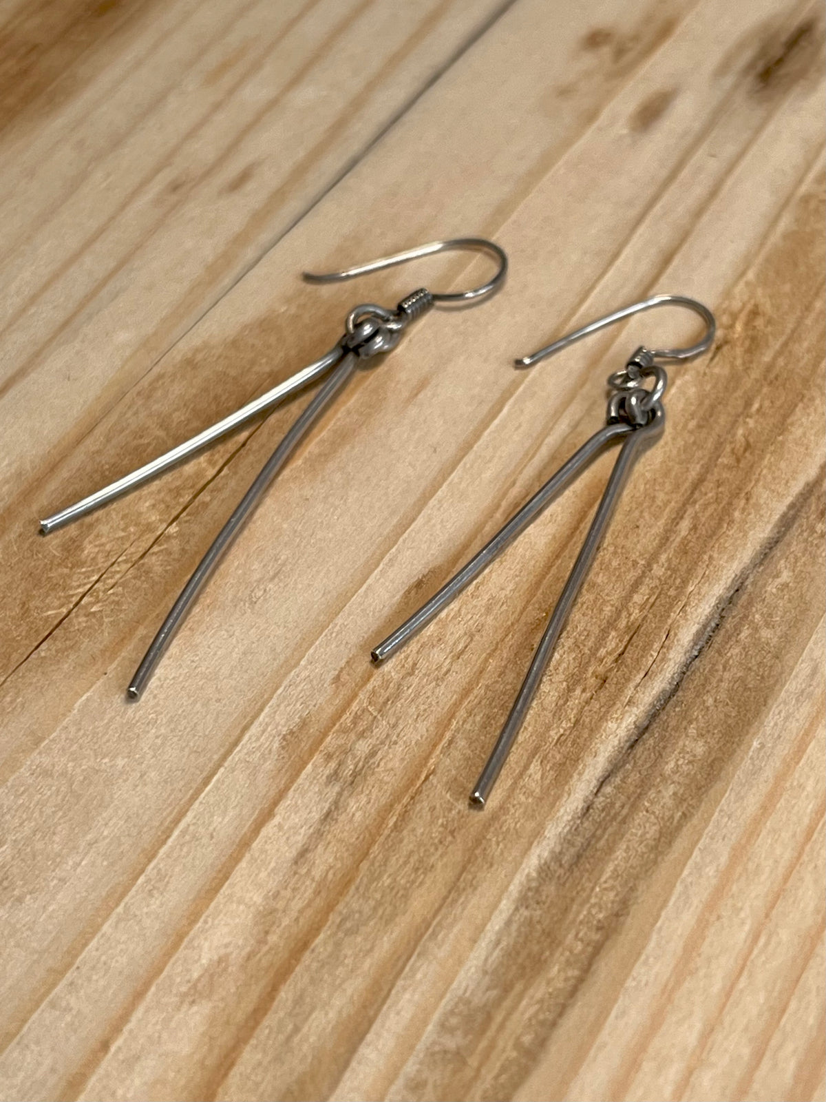 Simple Straight Stick 925 Sterling Silver Drop Earrings