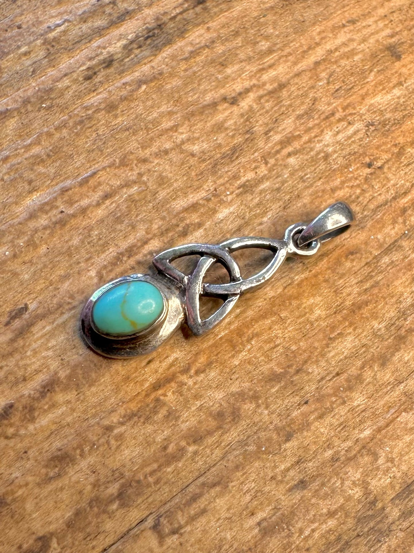 Turquoise Celtic 925 Sterling Silver Pendant