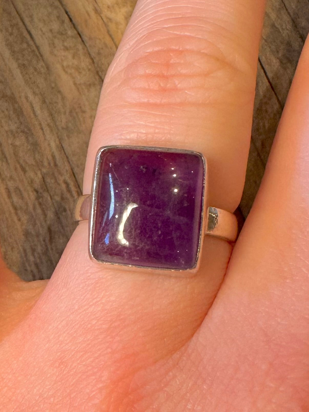 Vintage Amethyst Square 925 Sterling Silver Size O Ring