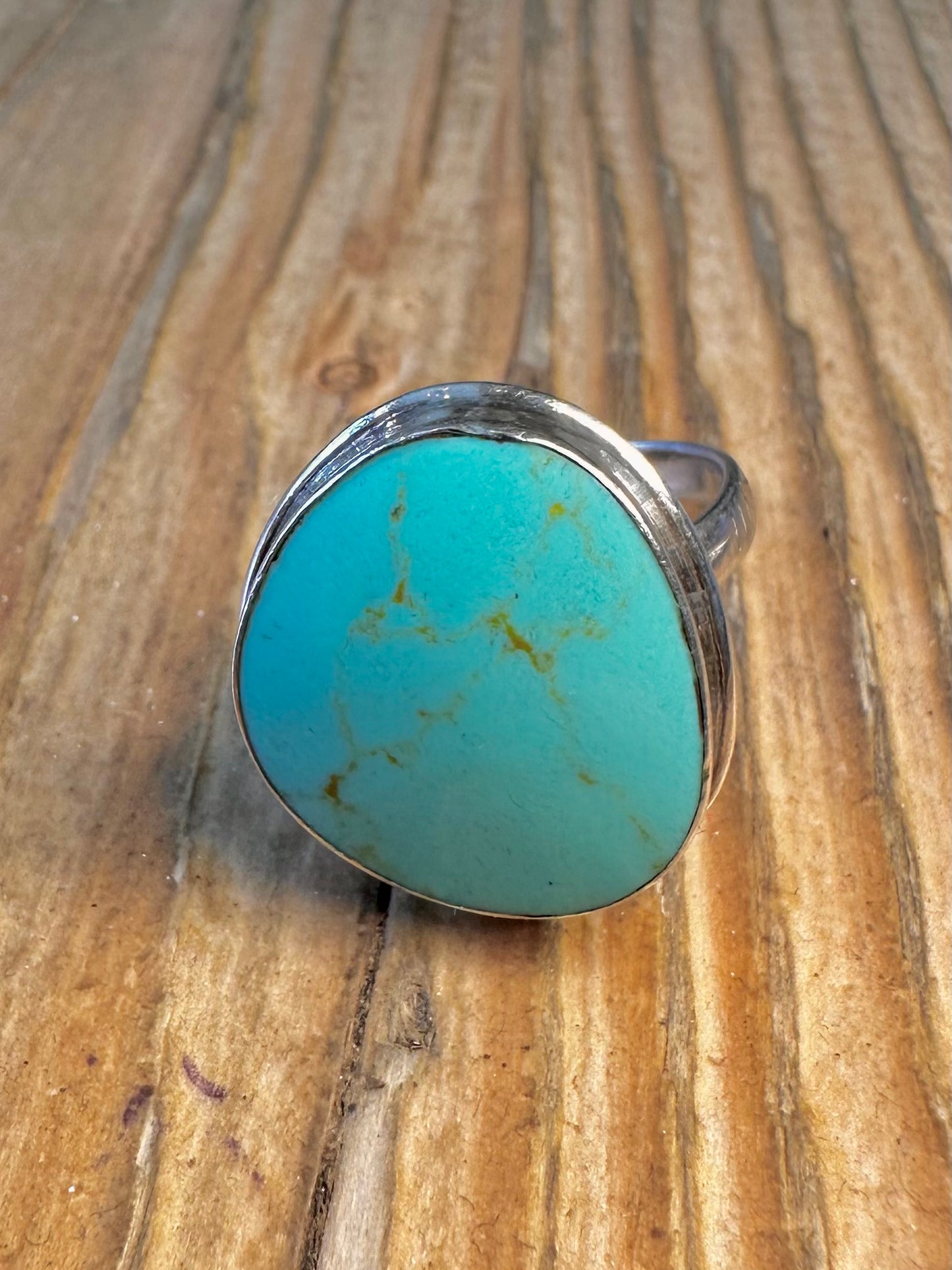 Turquoise Cabochon 925 Sterling Silver Size Q Ring