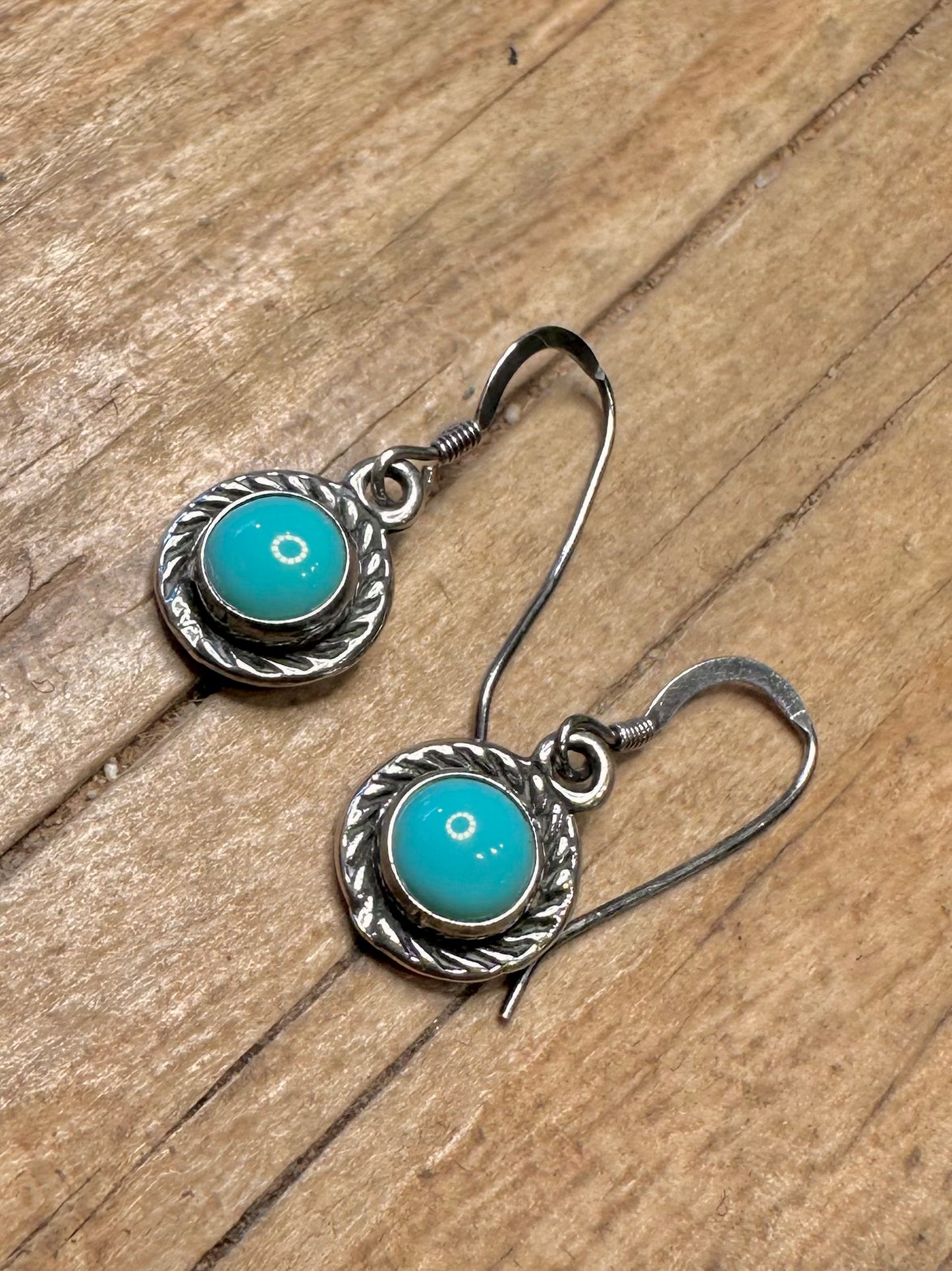Vintage Turquoise Boho USA 925 Sterling Silver Earrings