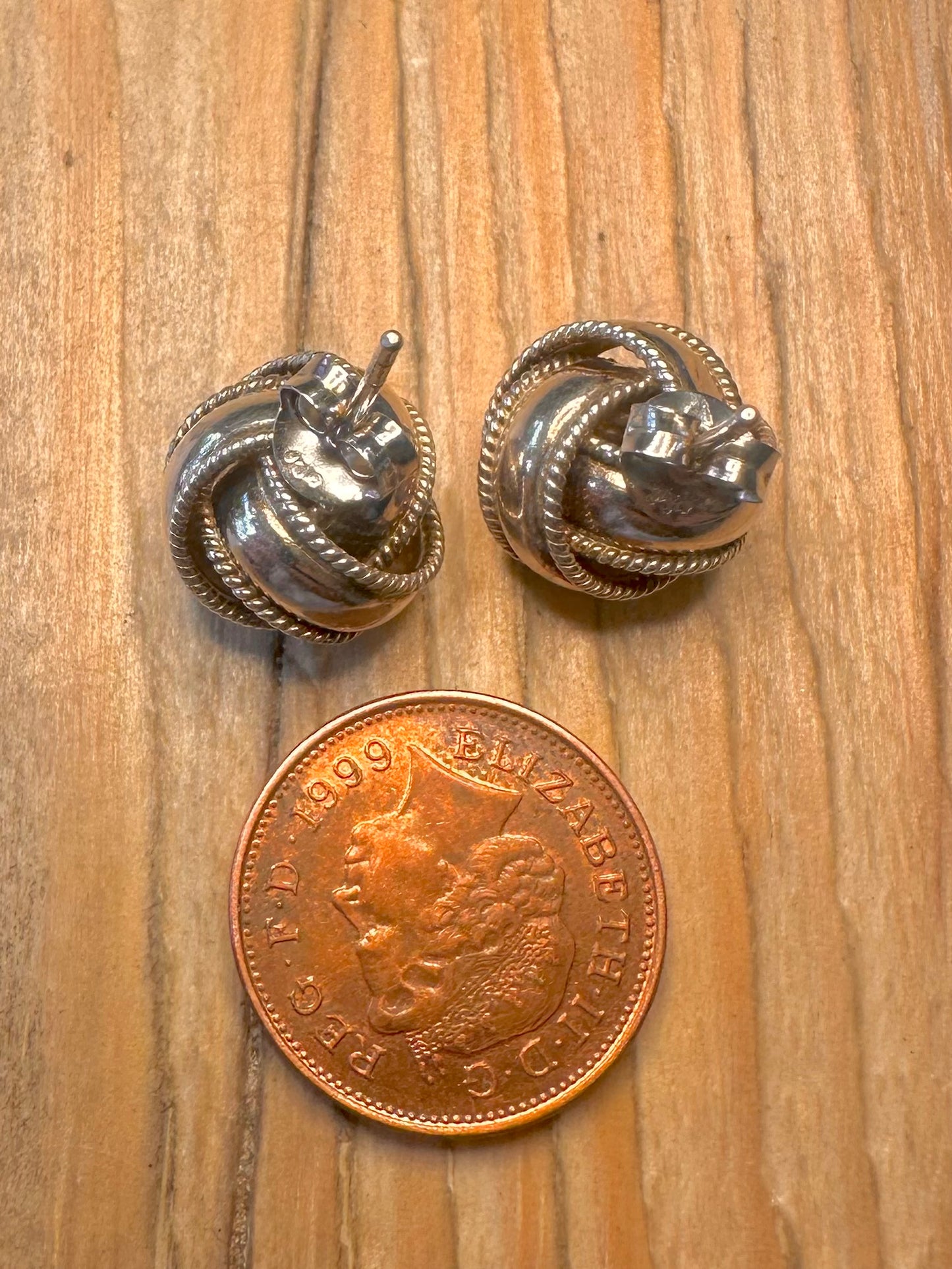 Vintage Knot Ball 925 Silver Stud Earrings