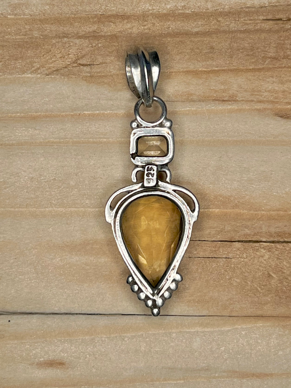 Citrine Double Stone 925 Sterling Silver Pendant