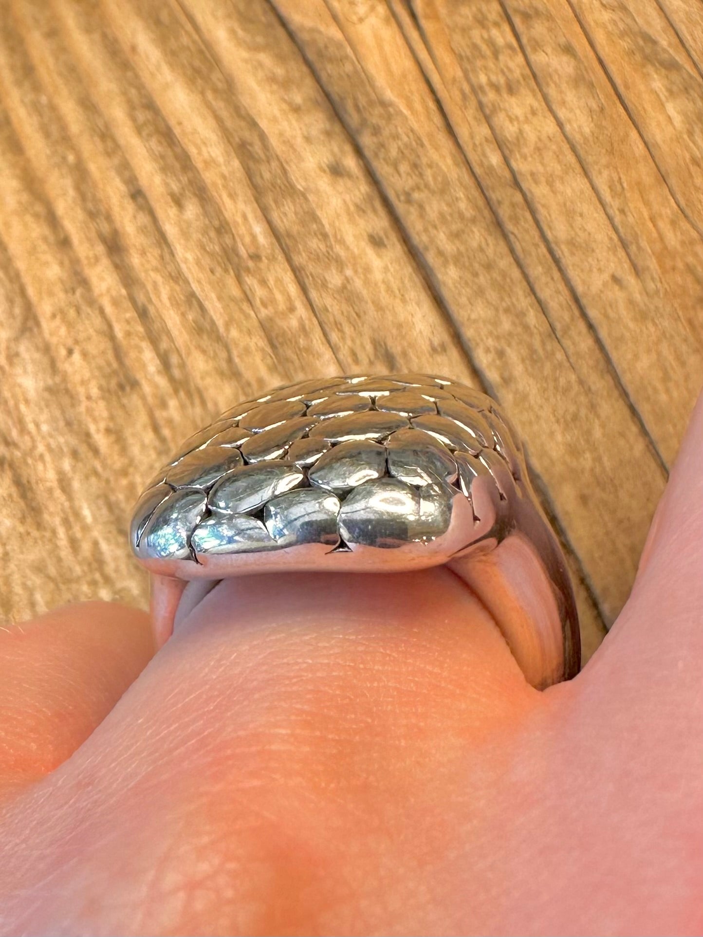 Abstract Pebble Style 925 Sterling Silver Size P Ring
