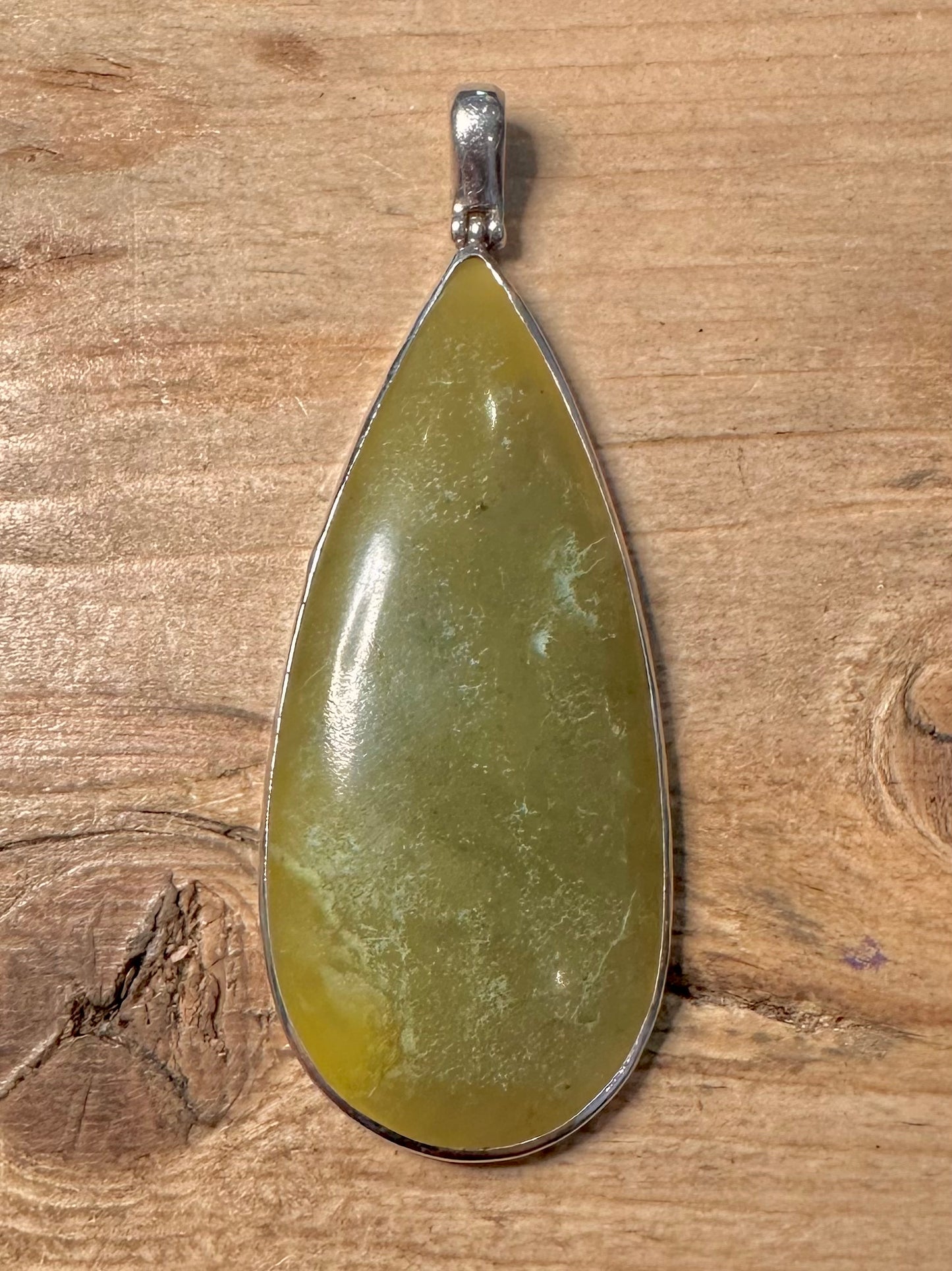Vintage Large Green Translucent 925 Silver Pendant