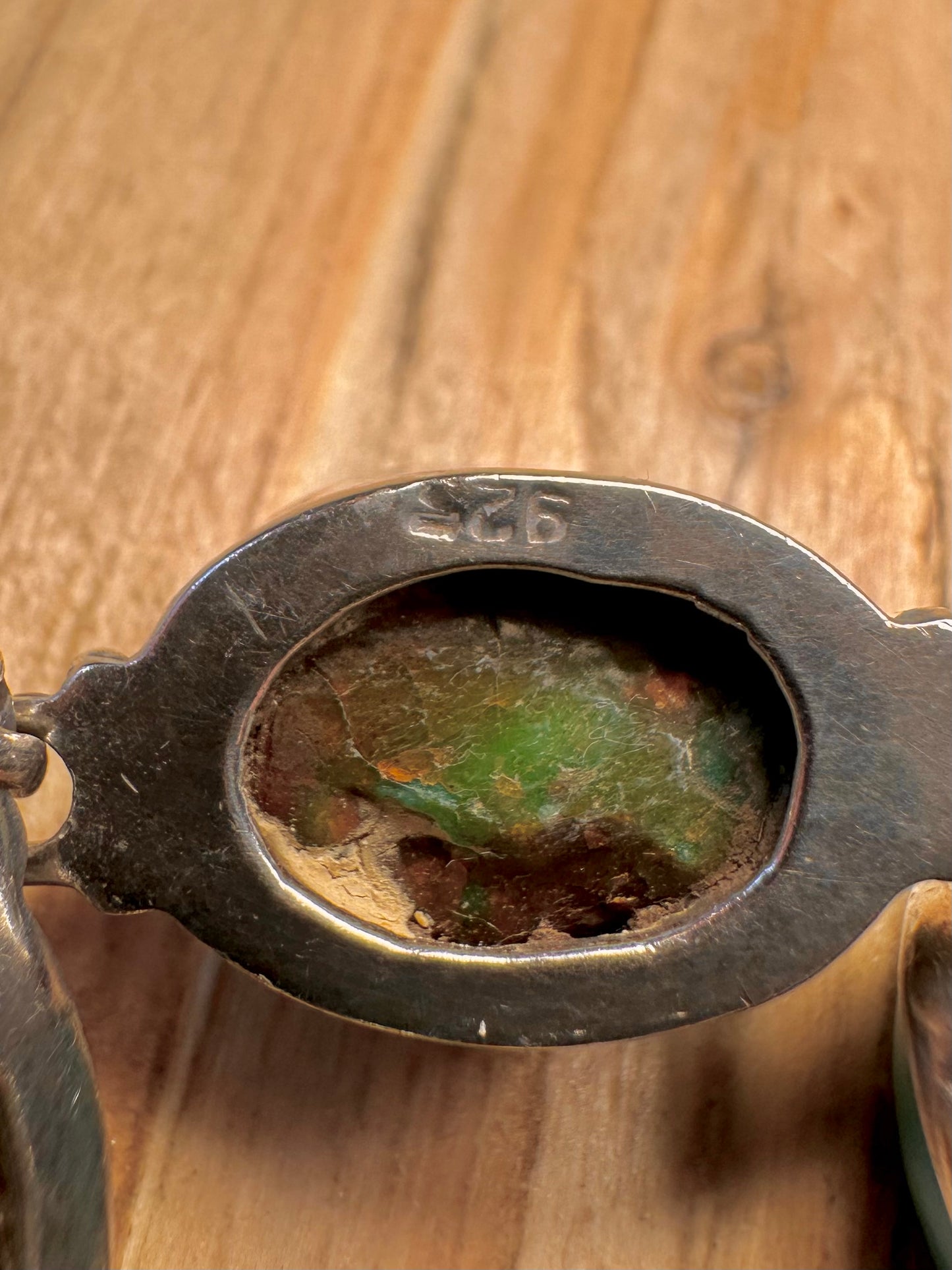 Vintage Turquoise Oval Link 925 Sterling Silver 8.5 Inch Bracelet