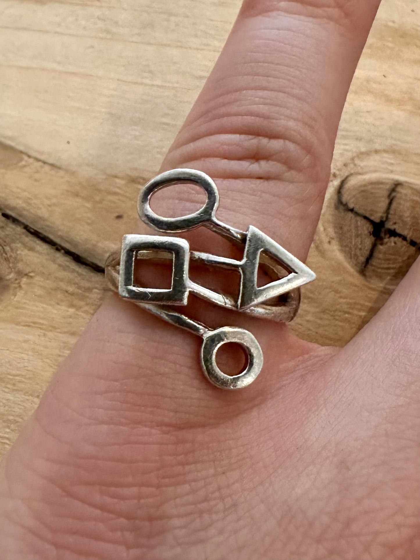 Abstract Multi Shapes 925 Silver Size M Ring