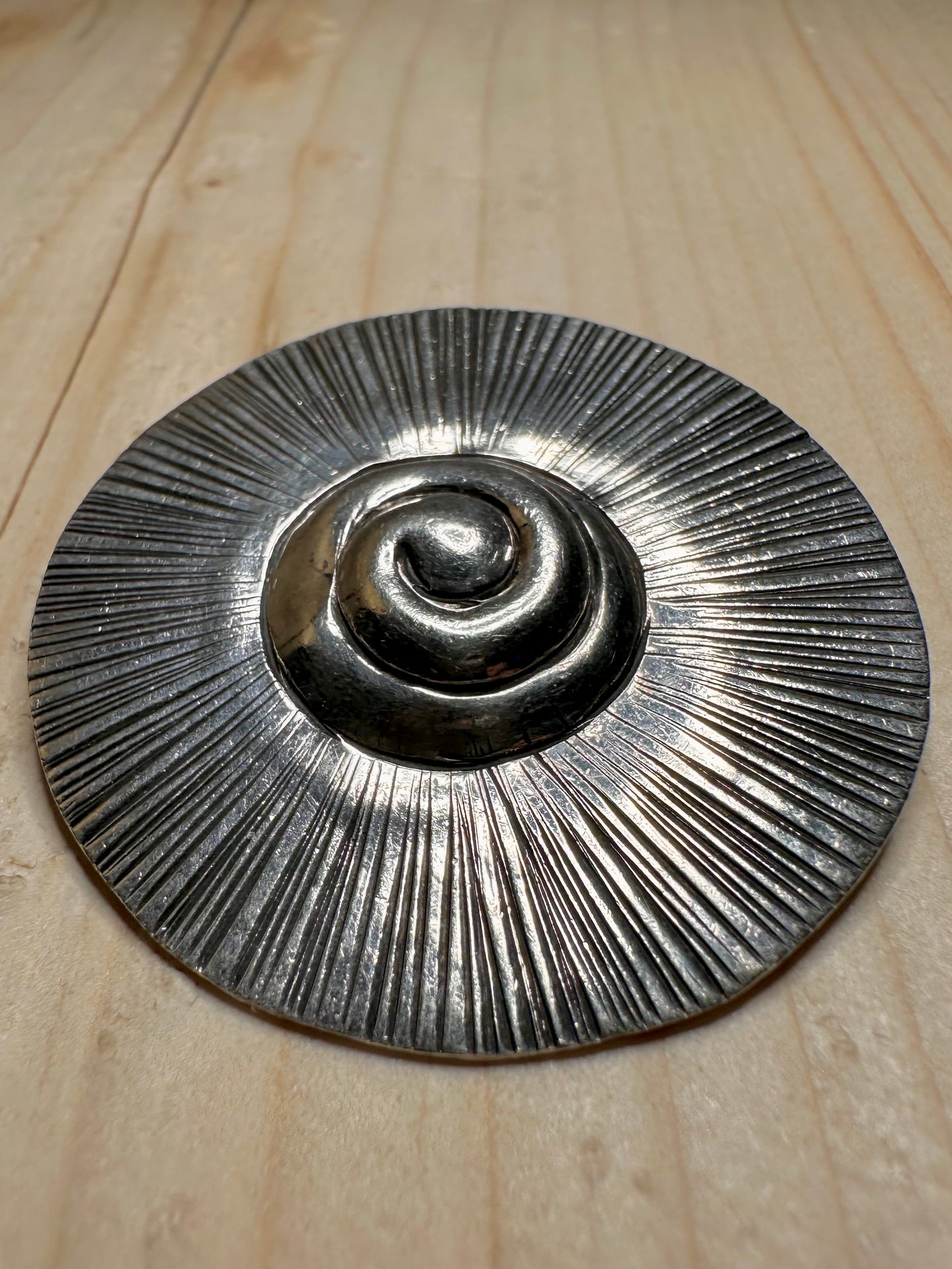 Large Ray Spiral Statement 925 Sterling Silver Pendant