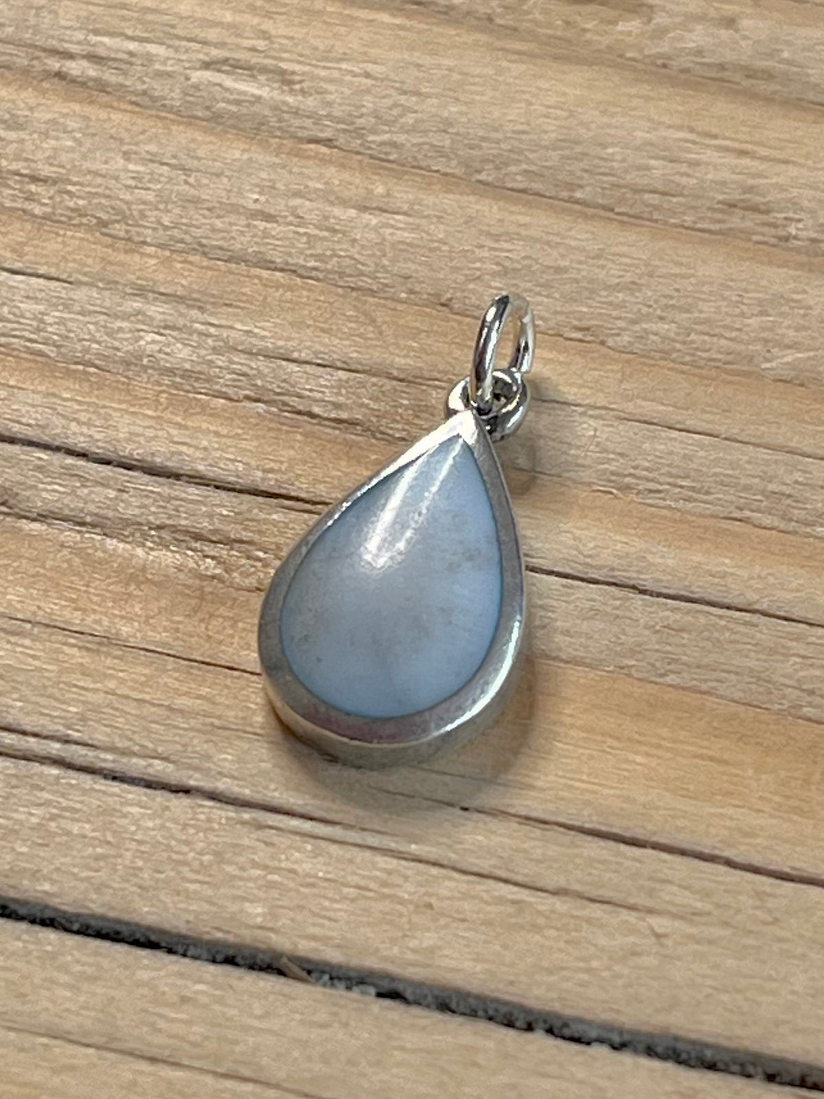 Blue Mother of Pearl Tear Shaped 925 Sterling Silver Pendant