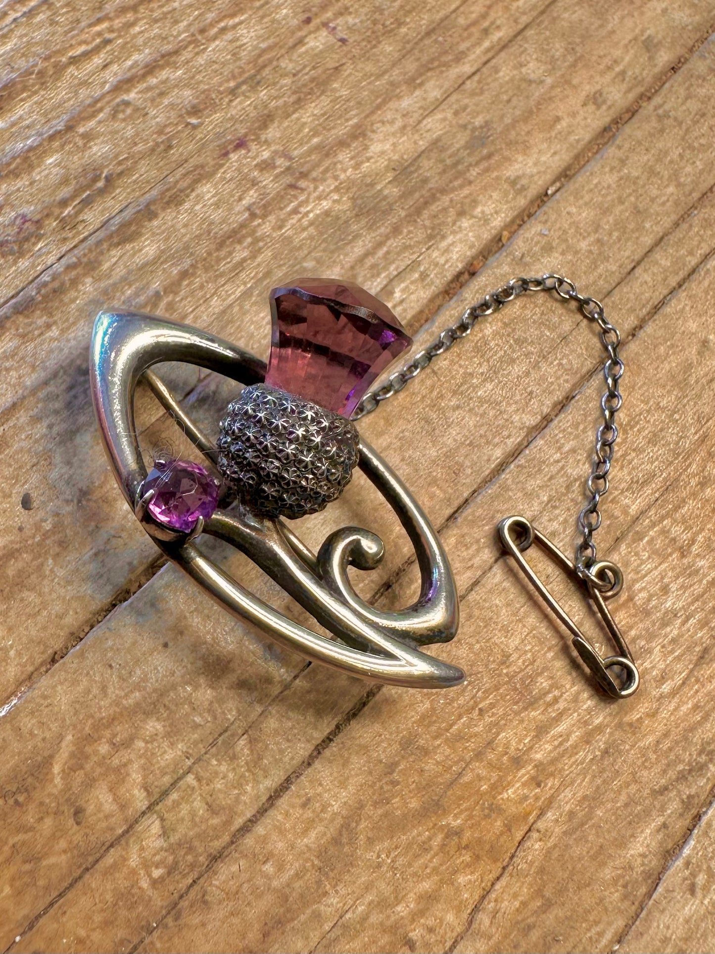 Charles Horner 1900’s Chester Amethyst Arts and Crafts 925 Sterling Silver Brooch