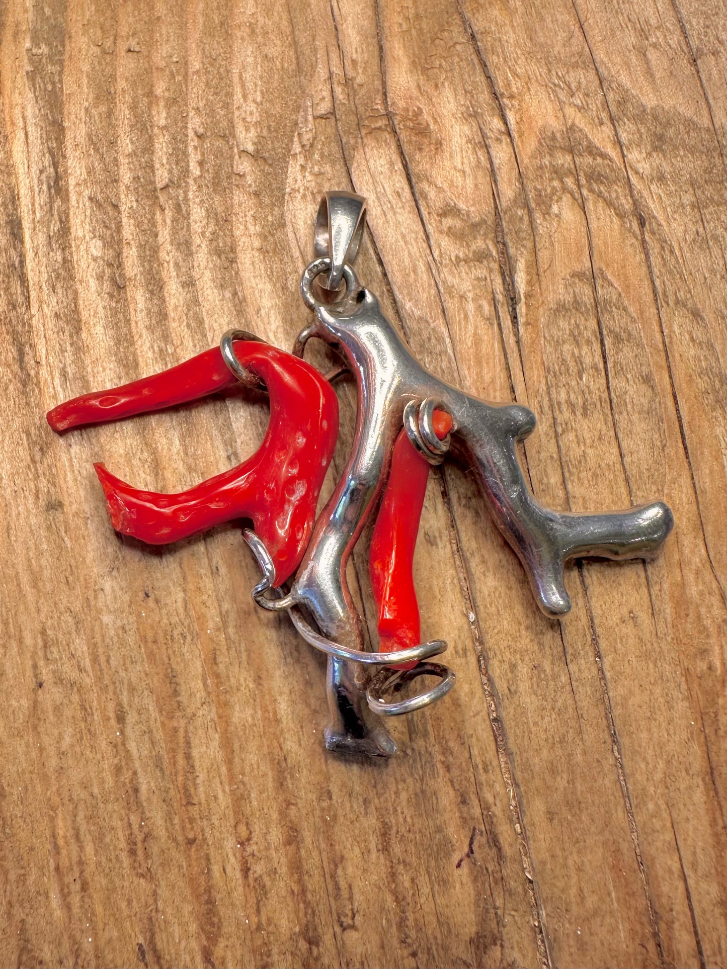 Abstract Organic Coral 925 Sterling Silver Pendant